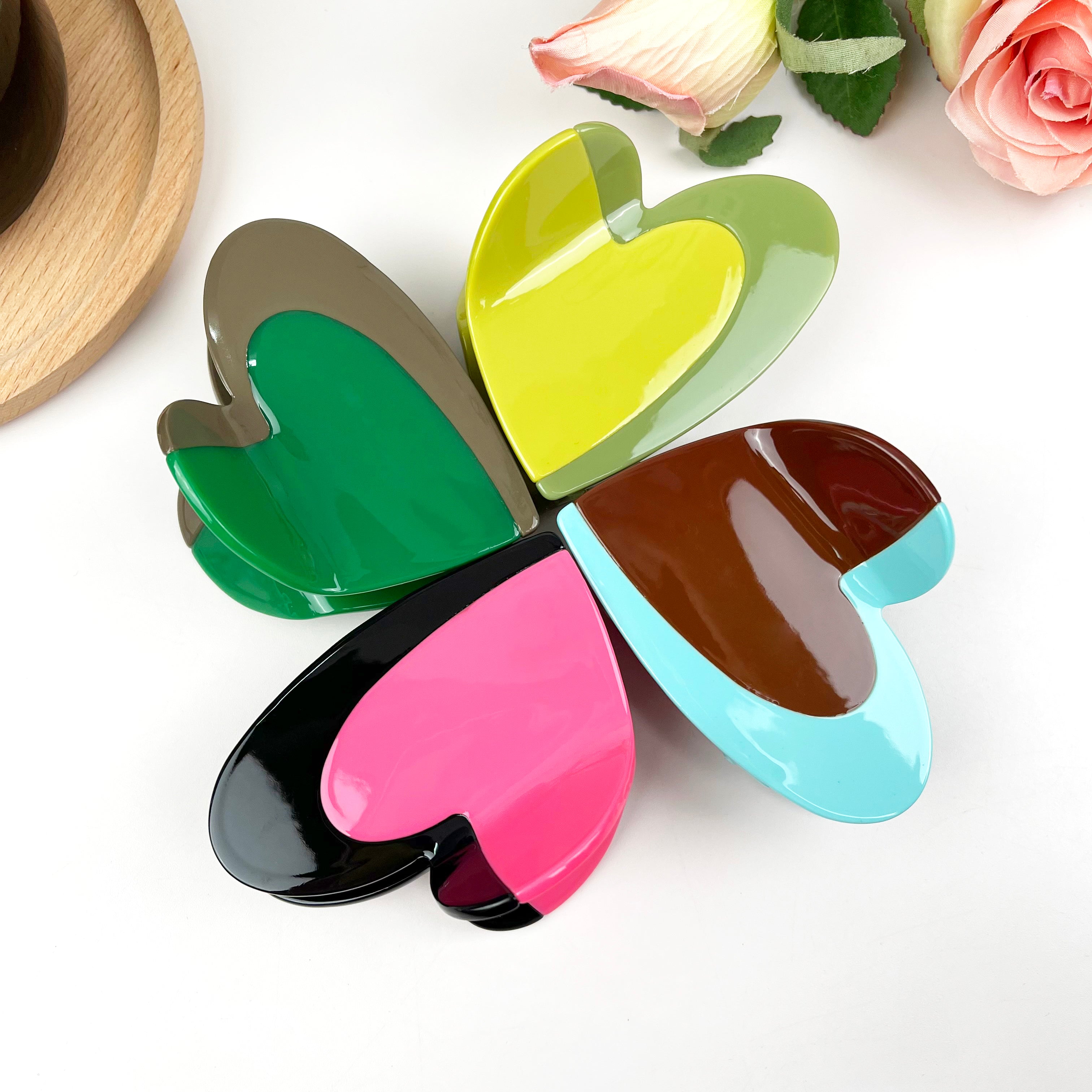 Acetate color splicing hair clip love claw clip