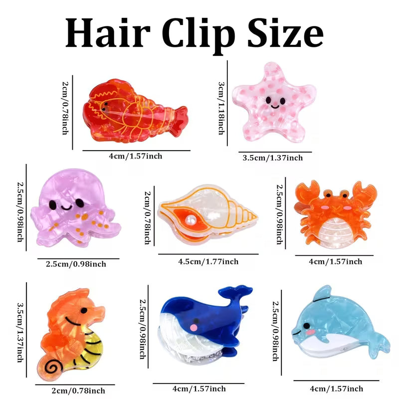 Sea Life Acetic Acid Mini Jaw Clip Whale Crab Seahorse Starfish Dolphin Young Girl Personalized Bang Clip Barrettes Hair