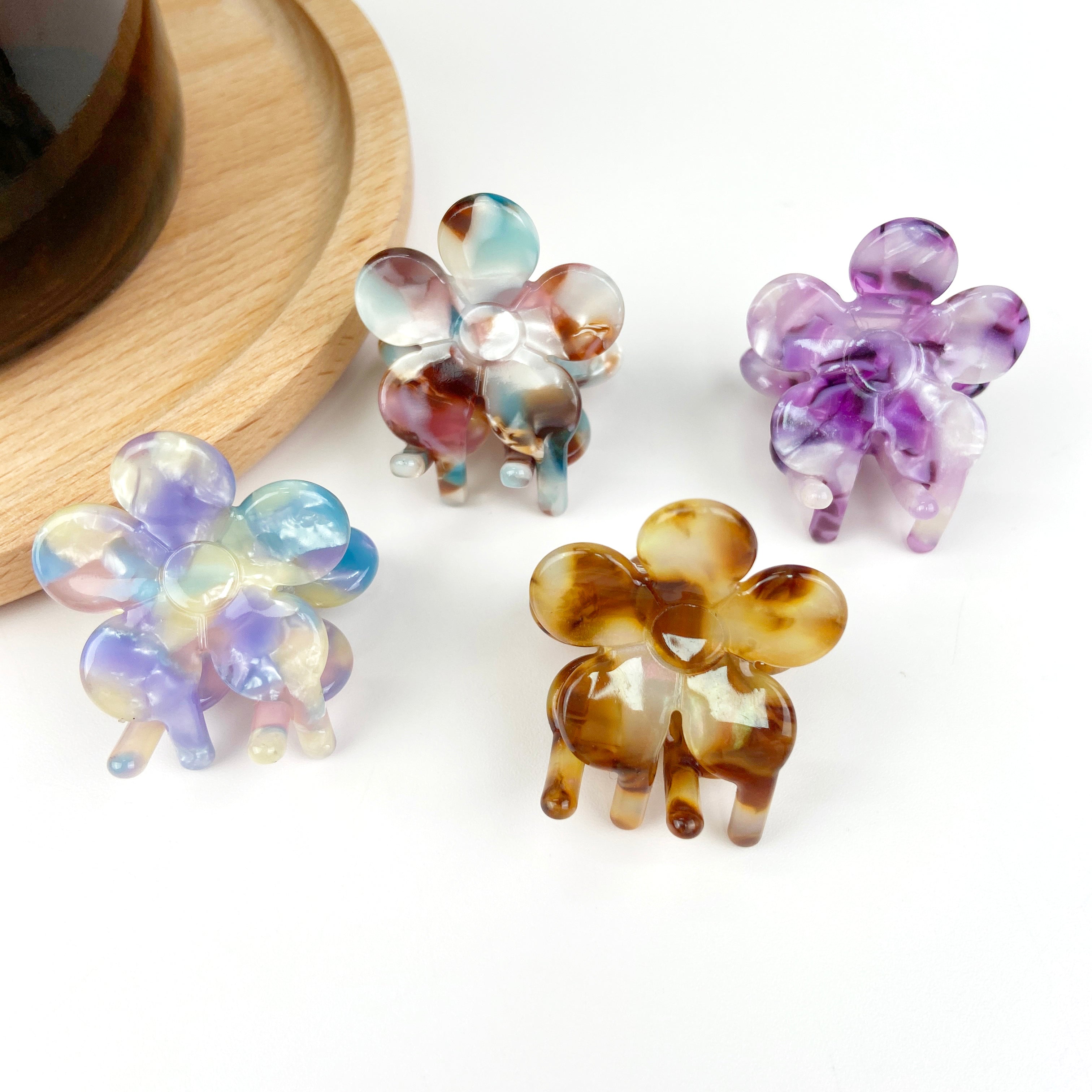 Acetates cute small flower hair clips bangs clip