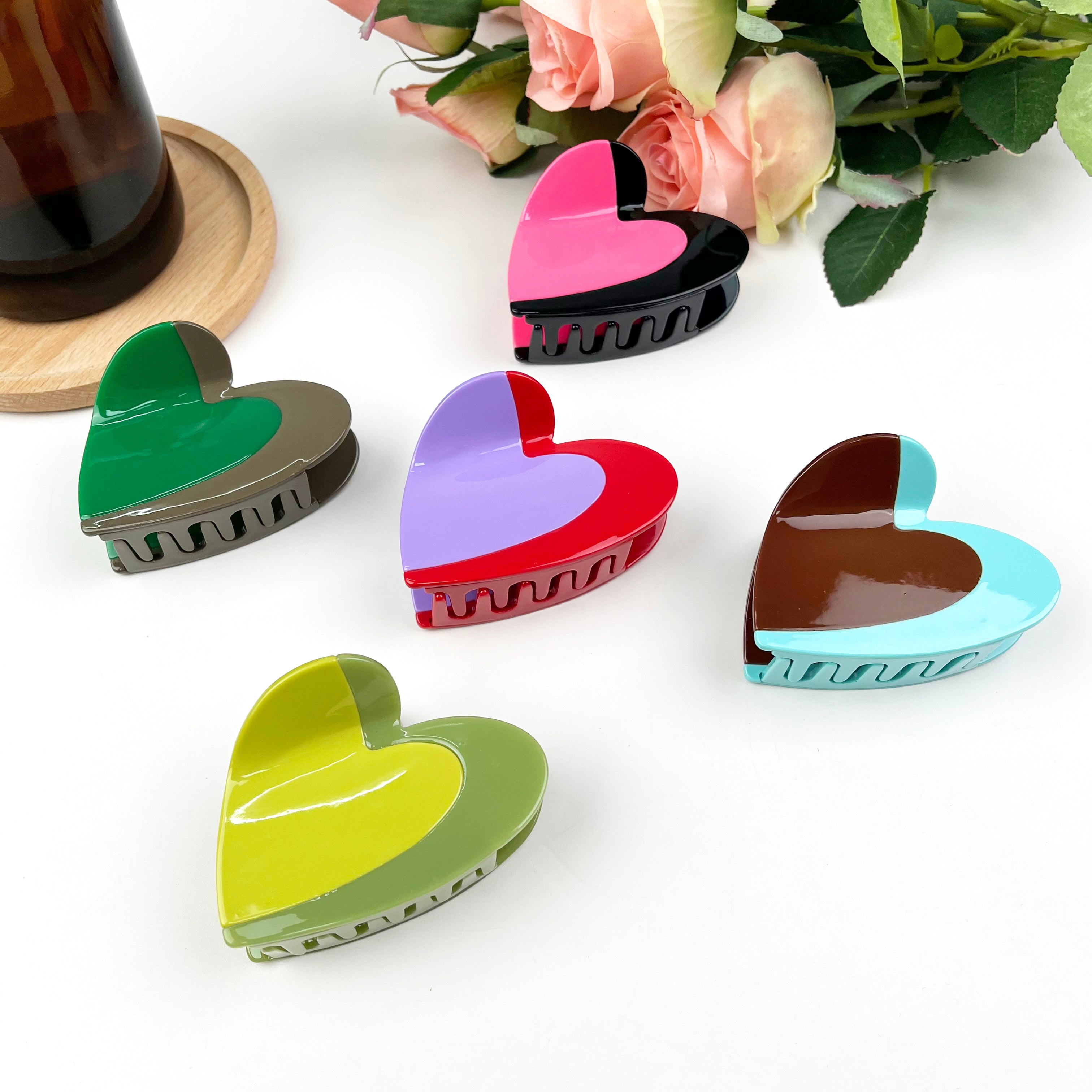 Acetate color splicing hair clip love claw clip