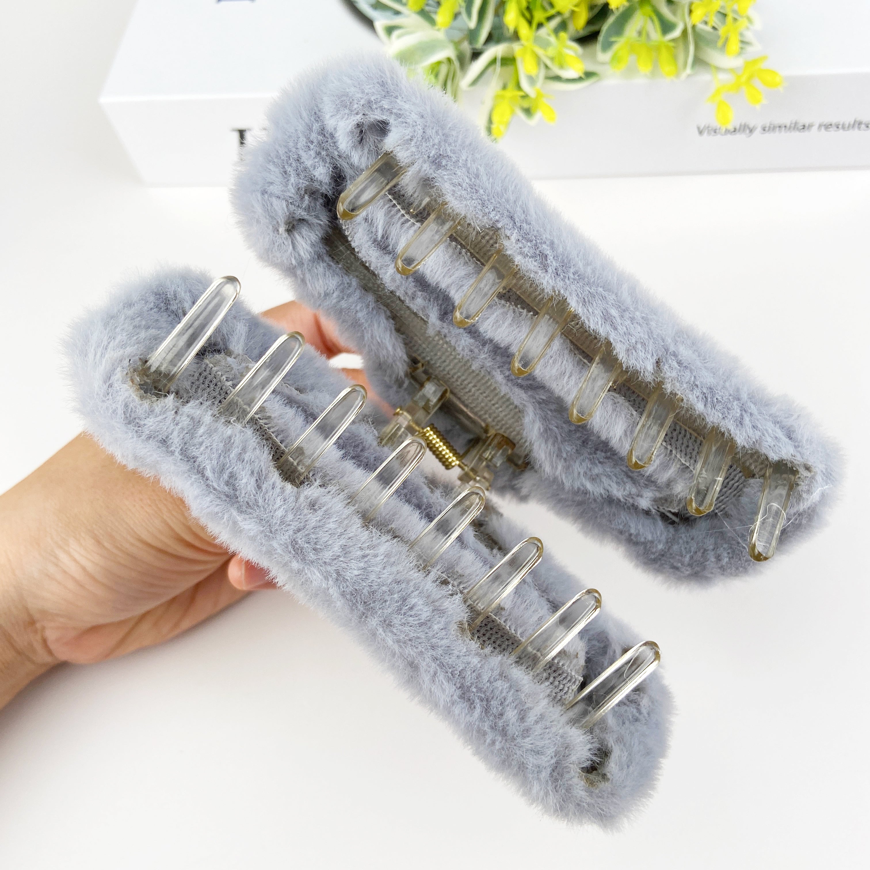 Plush square hair claw clip