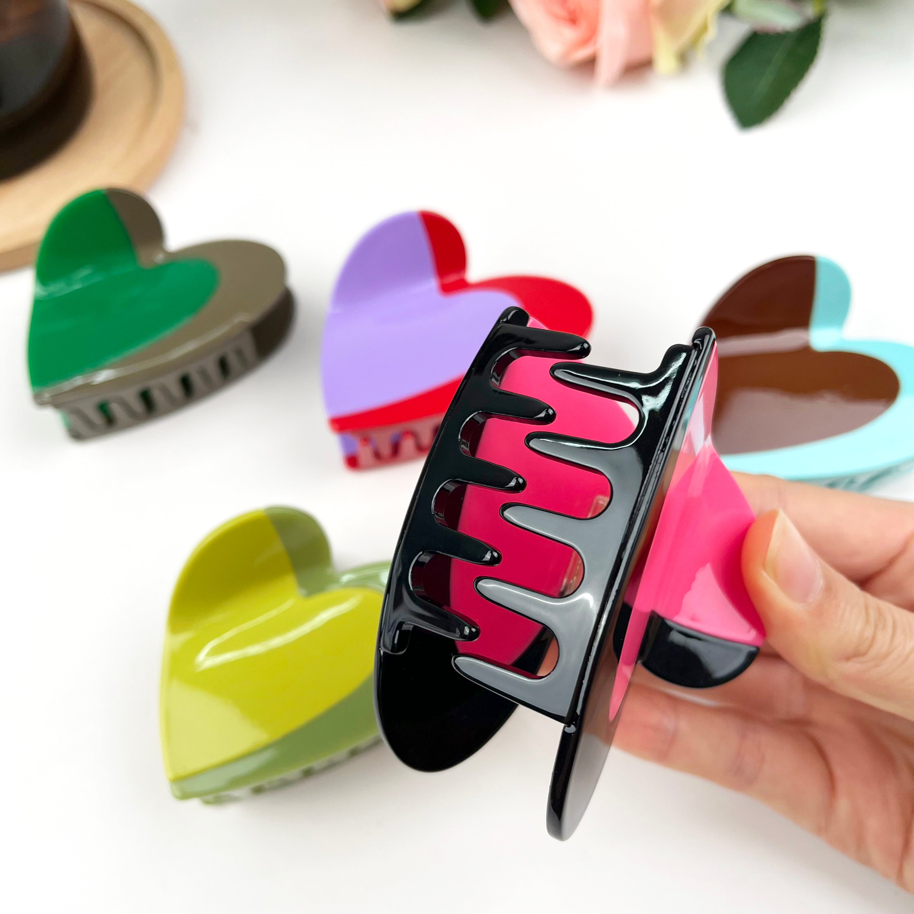 Acetate color splicing hair clip love claw clip