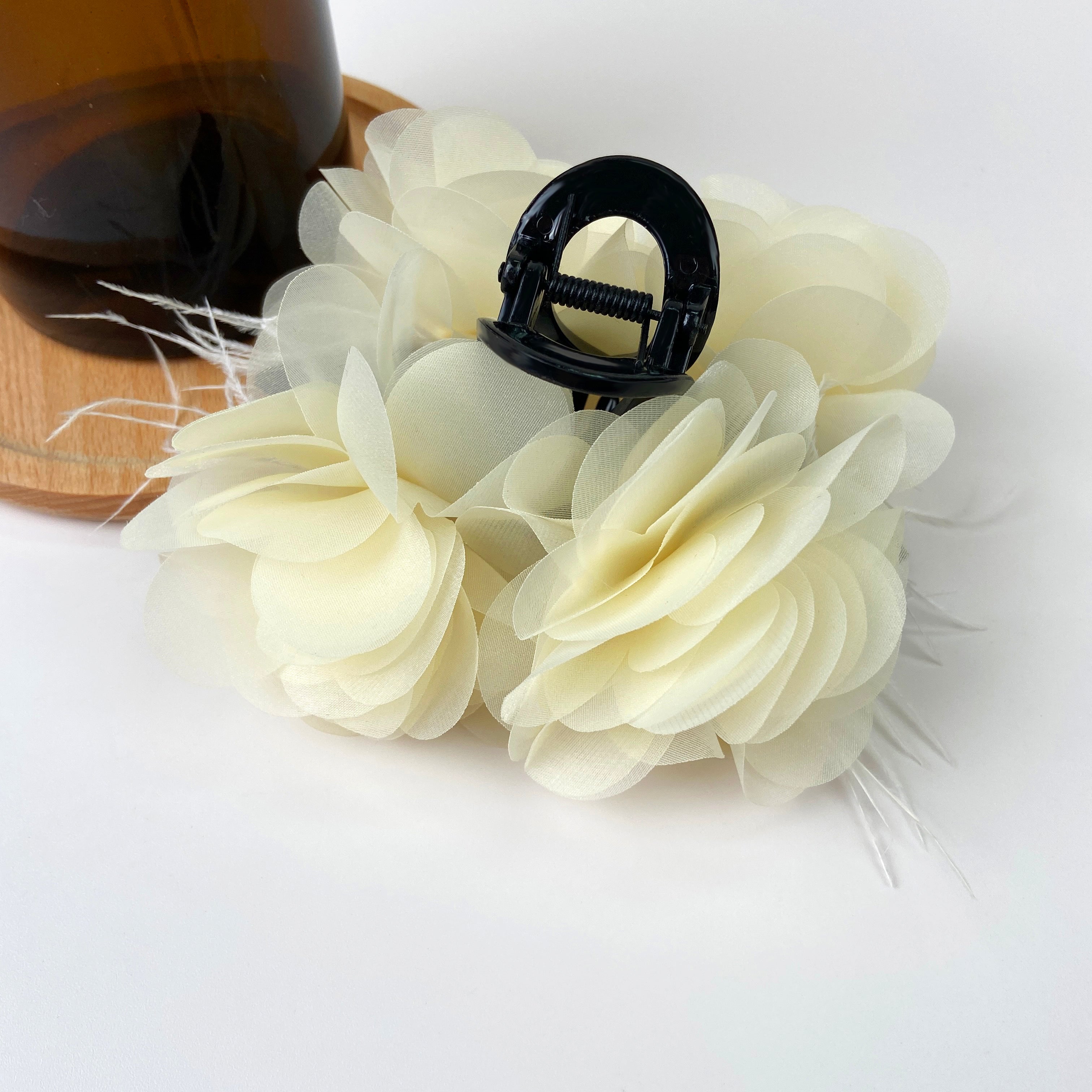 Flower Feather Hair Clip
