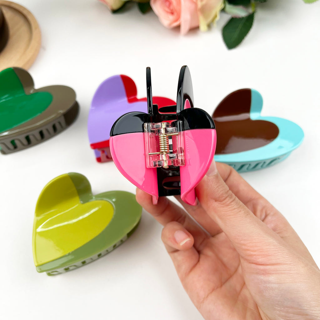 Acetate color splicing hair clip love claw clip