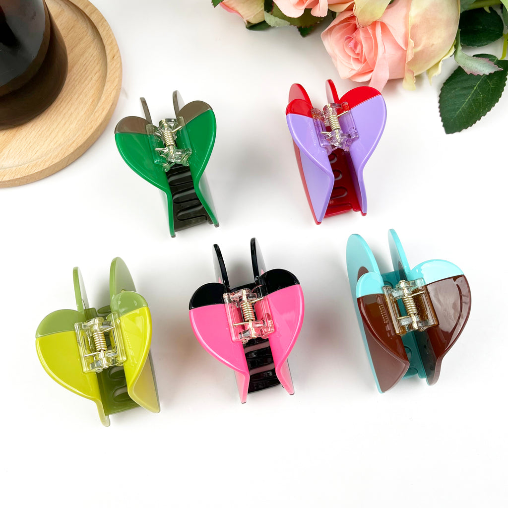 Acetate color splicing hair clip love claw clip