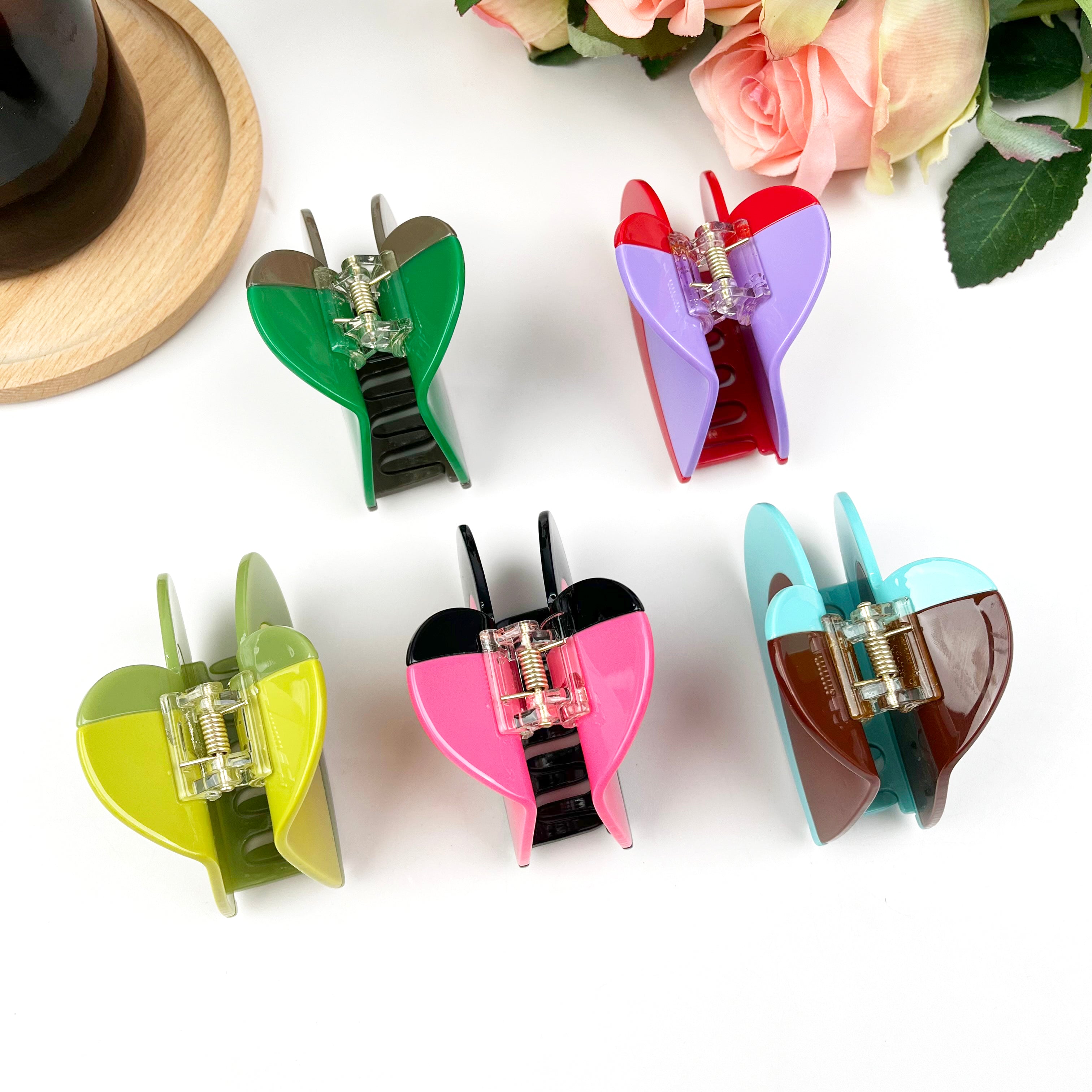 Acetate color splicing hair clip love claw clip
