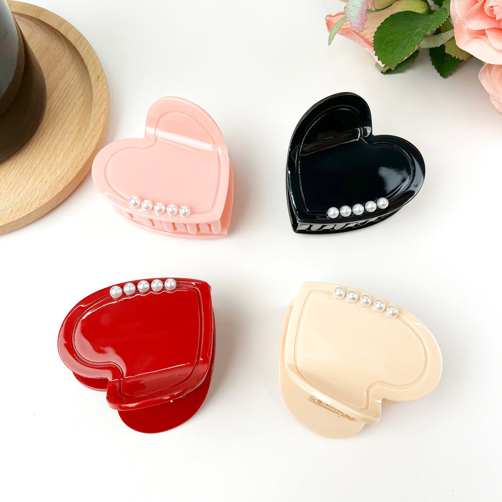 Love hair clip with pearl Valentine's Day