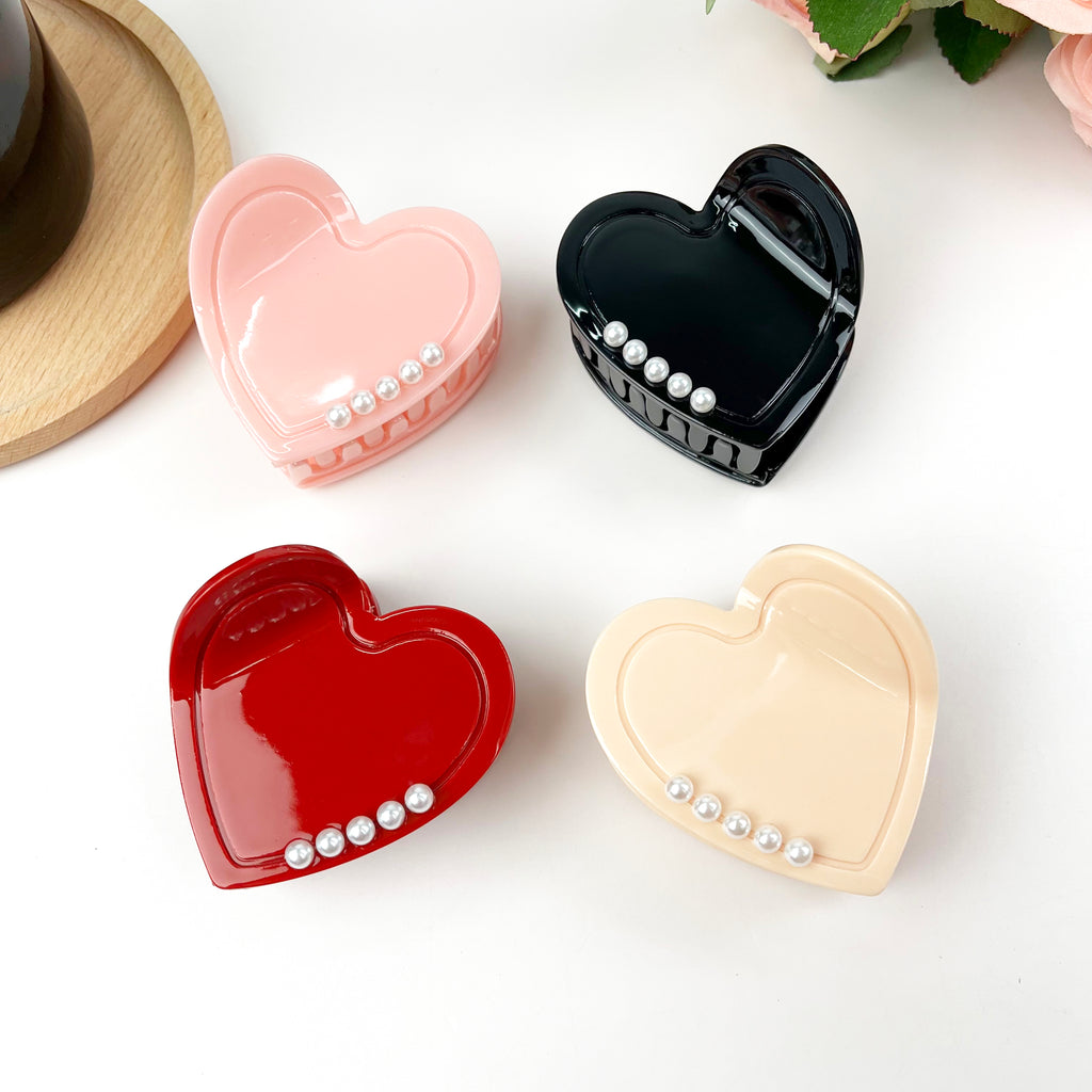 Love hair clip with pearl Valentine's Day