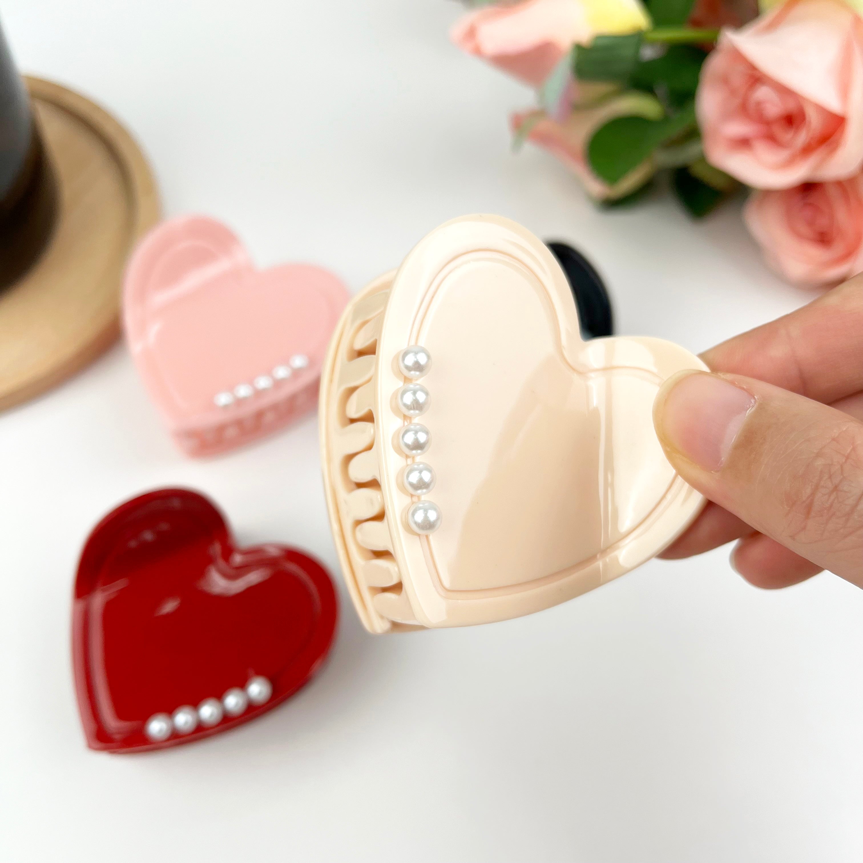Love hair clip with pearl Valentine's Day