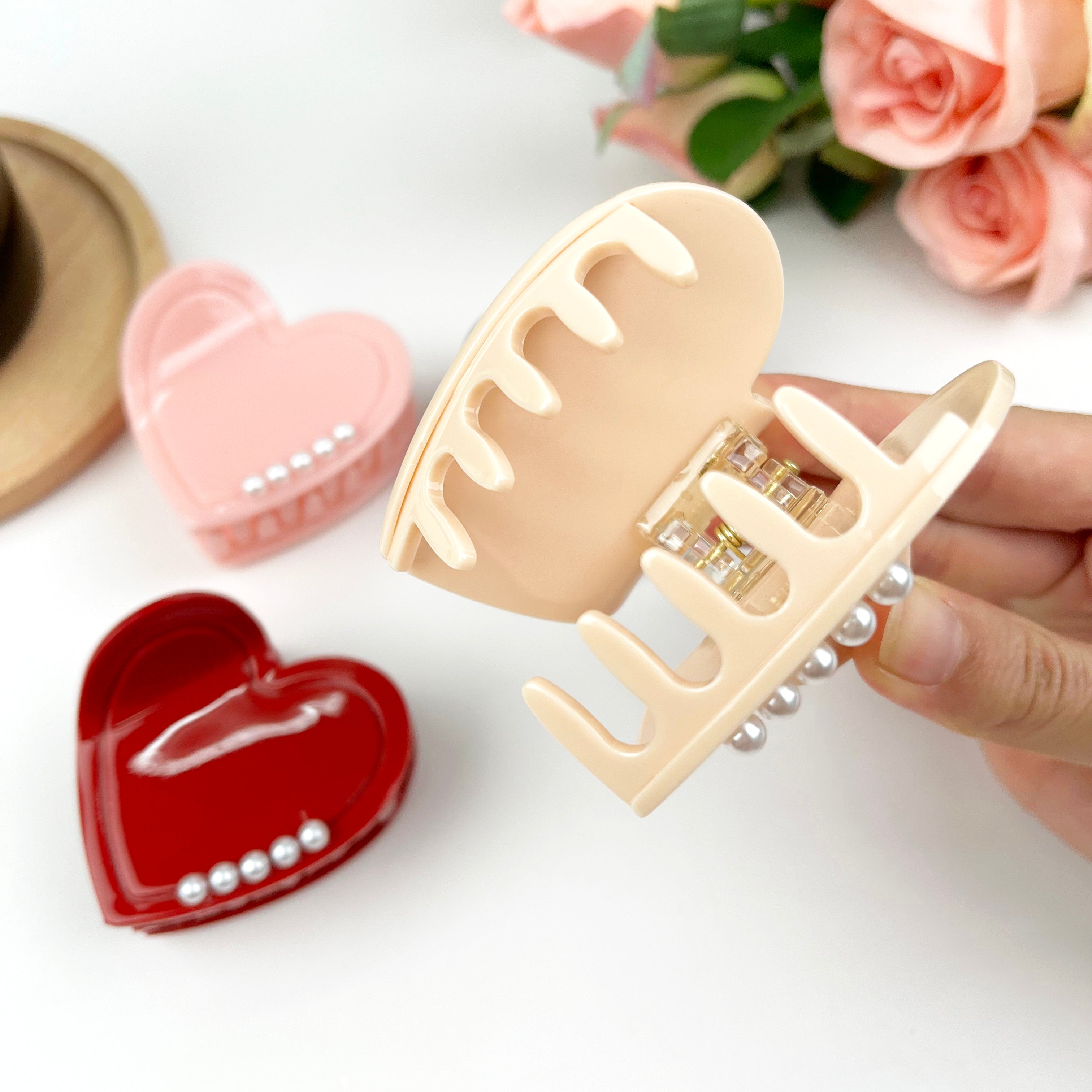 Love hair clip with pearl Valentine's Day