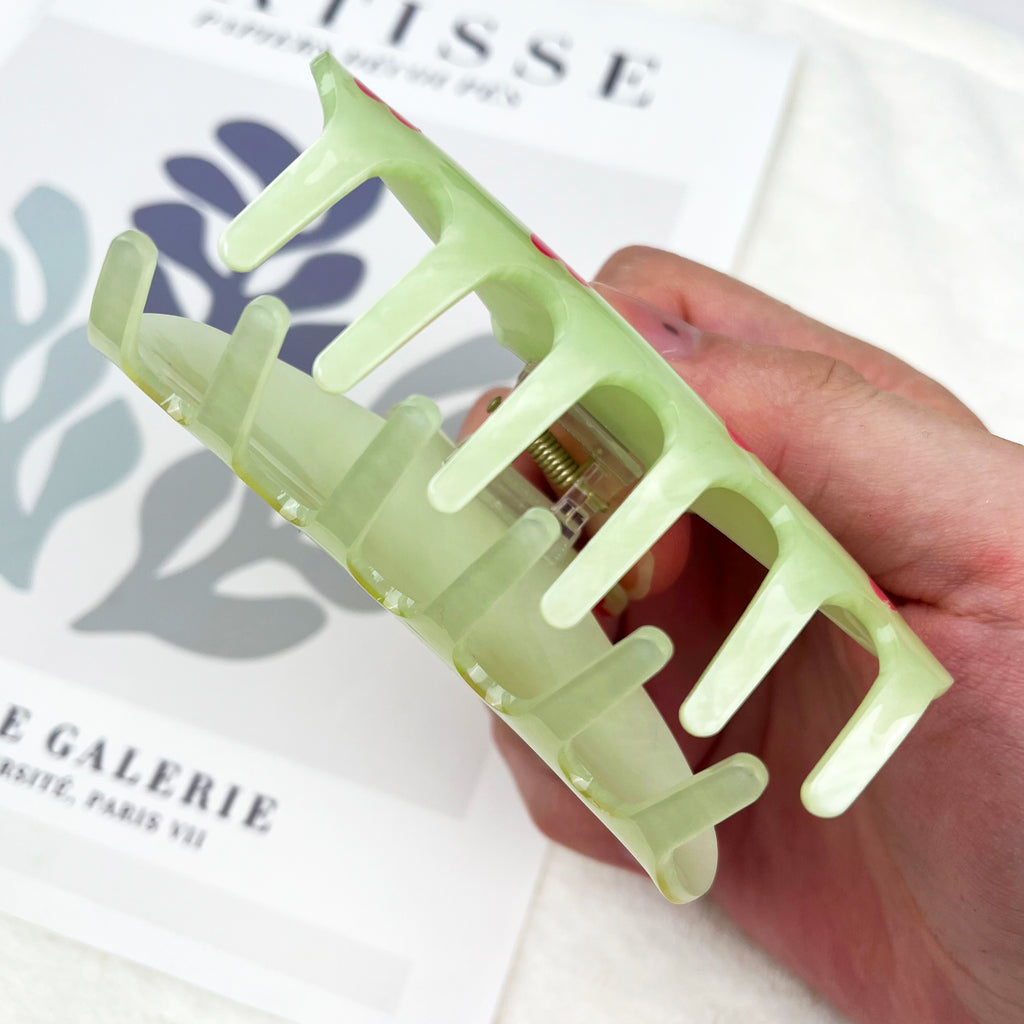 Flower print simple hair claw clip