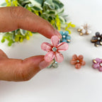 Small fresh metal flower small hair clip pearl rhinestone small clip