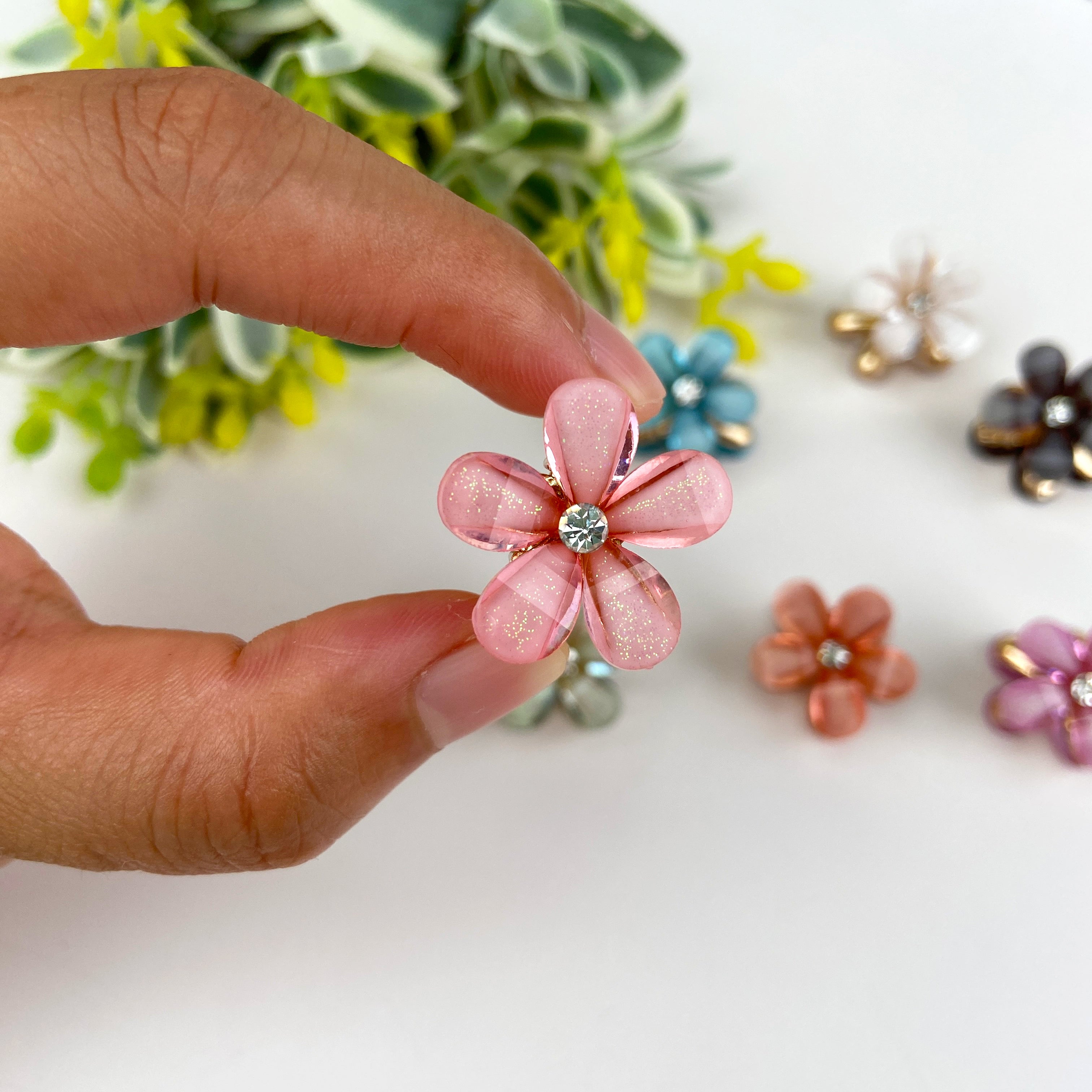 Small fresh metal flower small hair clip pearl rhinestone small clip