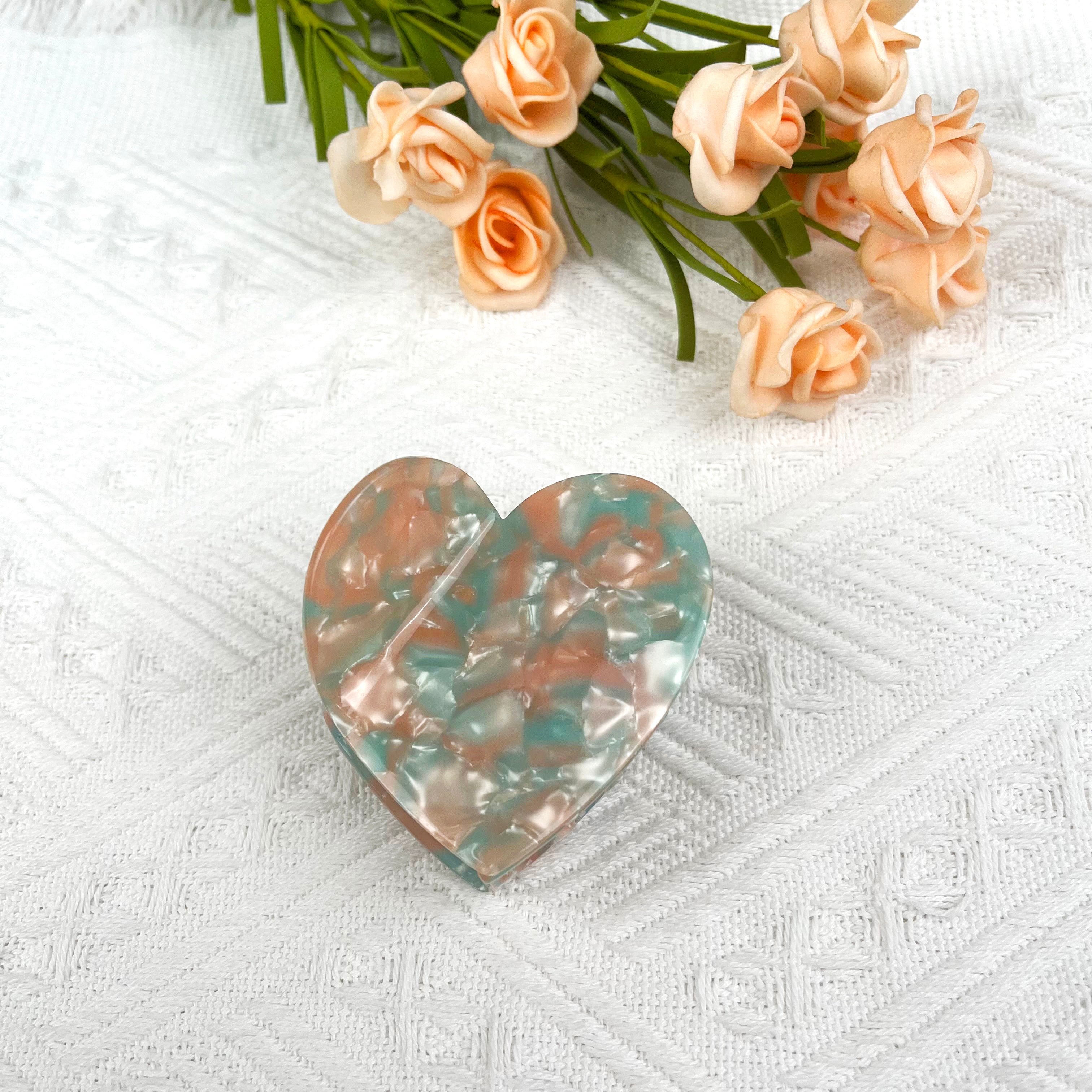 Acetate Heart Hair Clips Checkerboard Claw Clip Valentine's Day