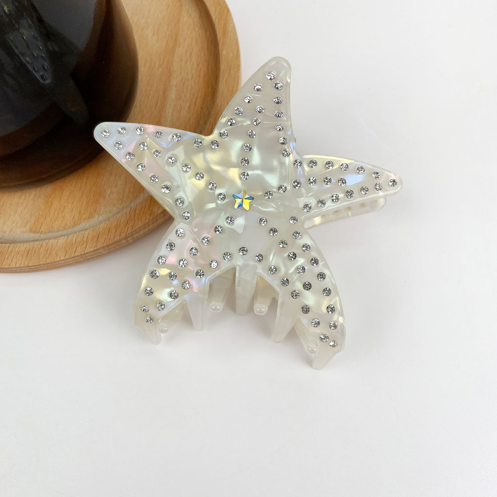 Ocean series starfish hair clips luxury rhinestone five-pointed star hair clip