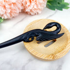 Hand carved swan hairpin black sandalwood hairpin