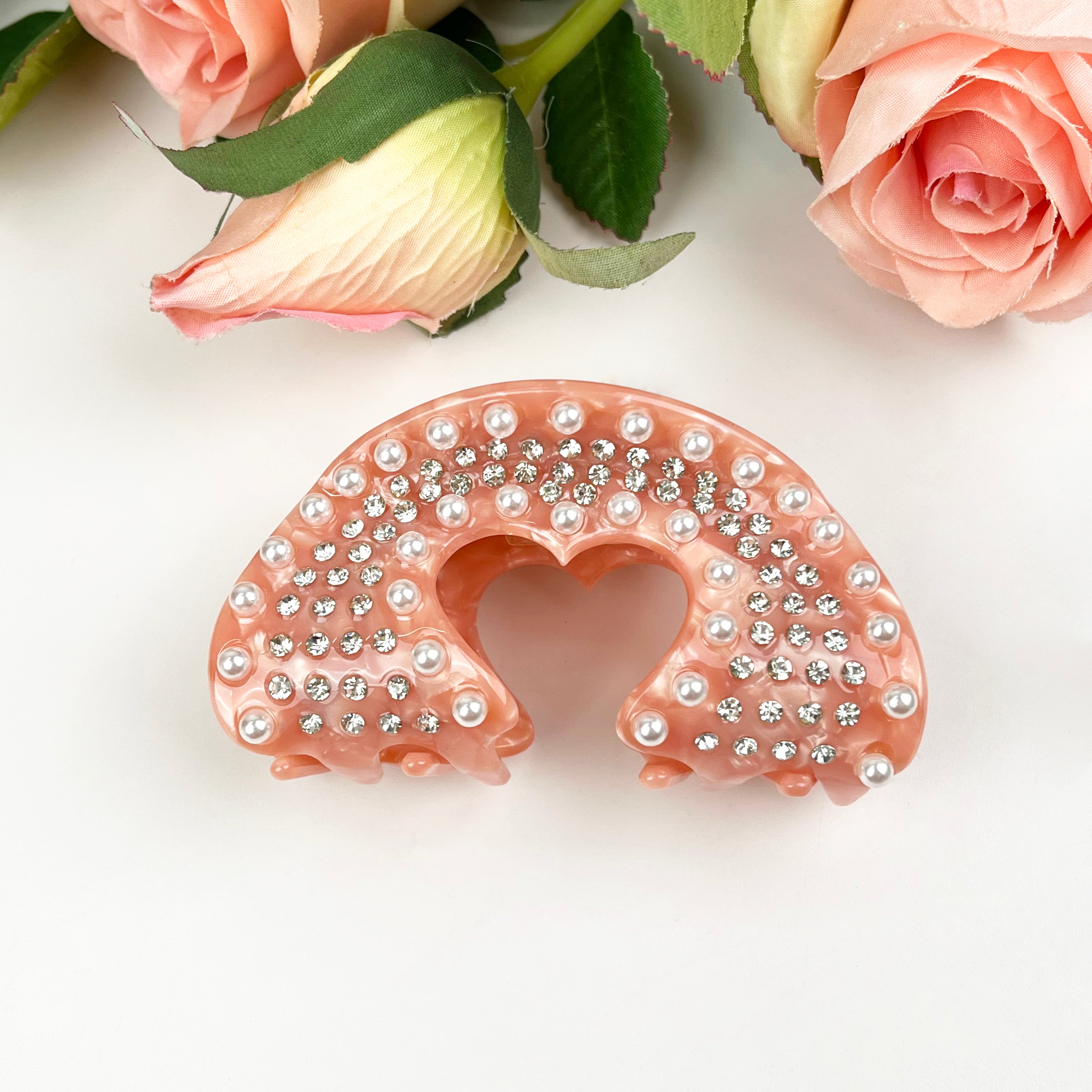 Acetate Love  Heart Hair Clip Diamond-encrusted Clip Valentine's Day