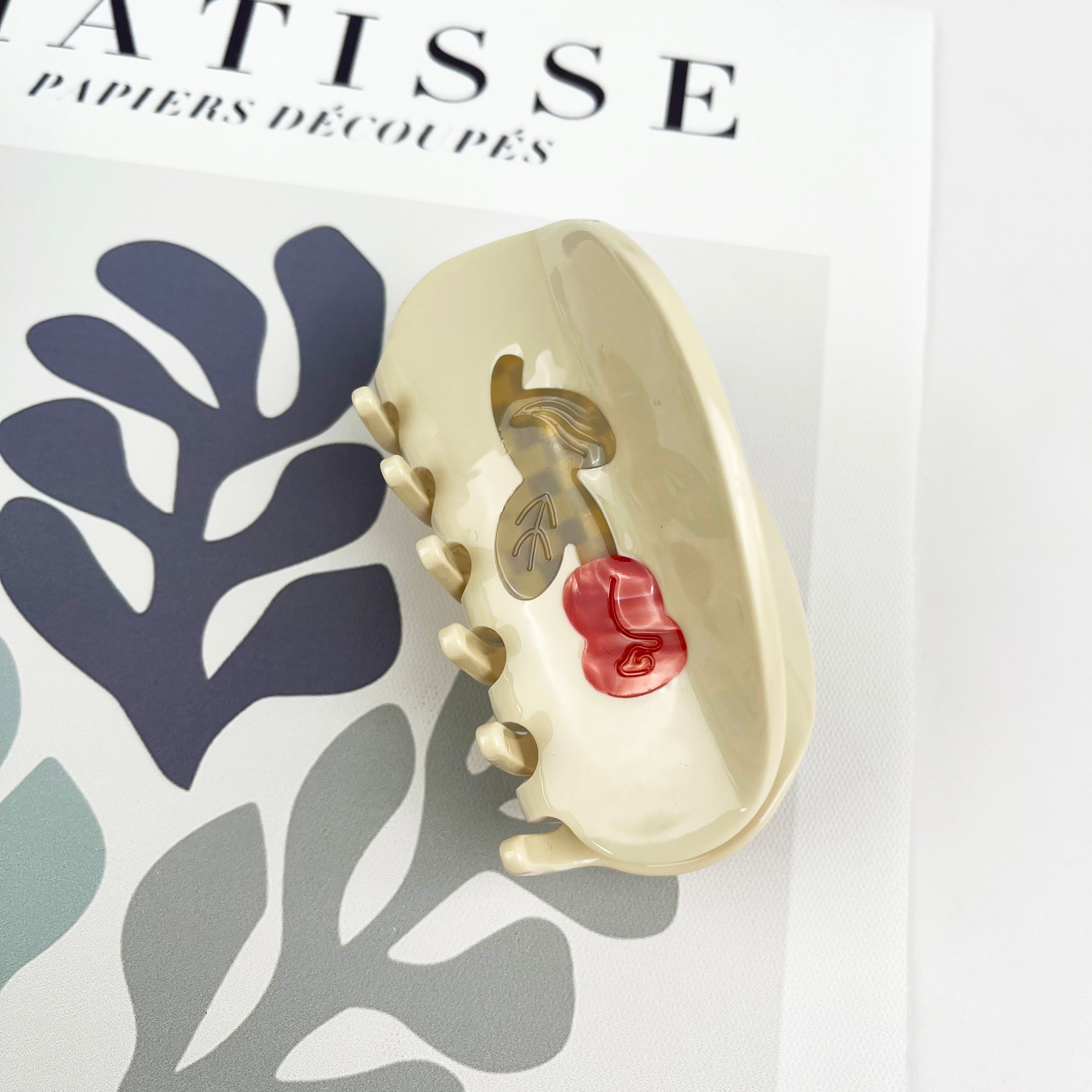 Rose hair clips elegant oval claw clip