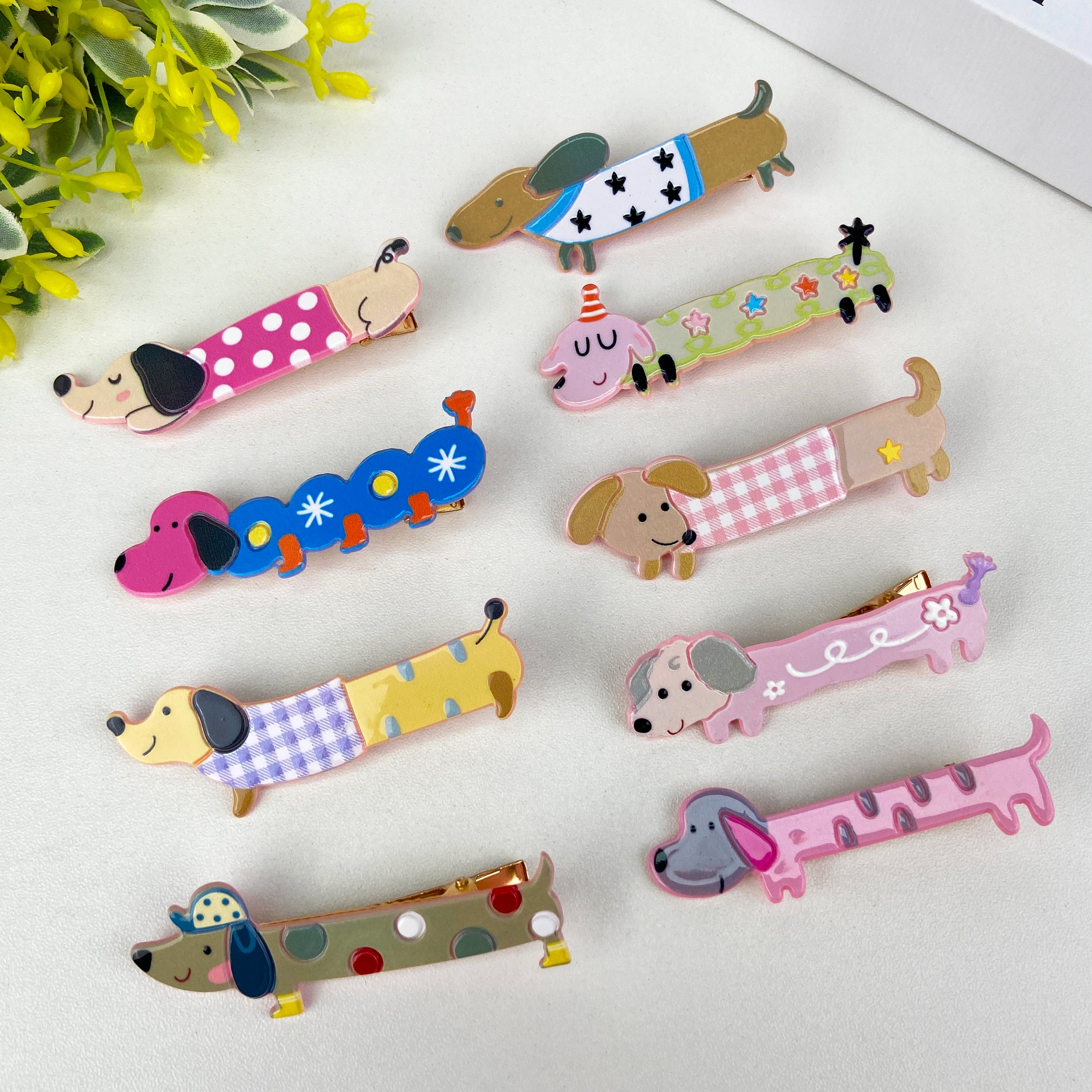 Cute Cartoon Colorful Dachshund Duckbill Clip