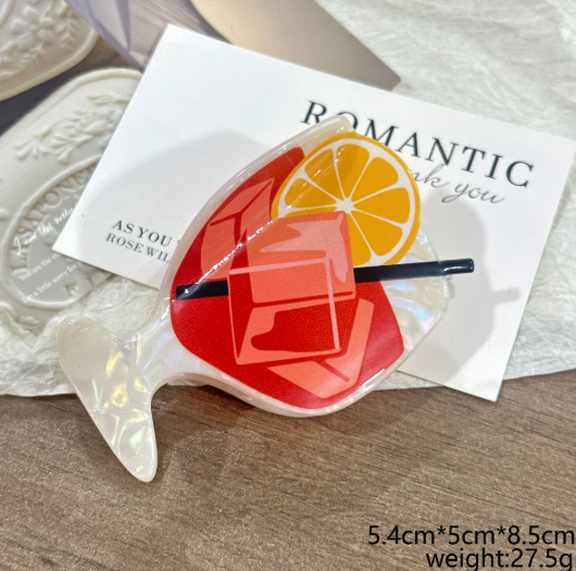 Cocktail Grip Summer Beach Lemon Large Head Shark Clip