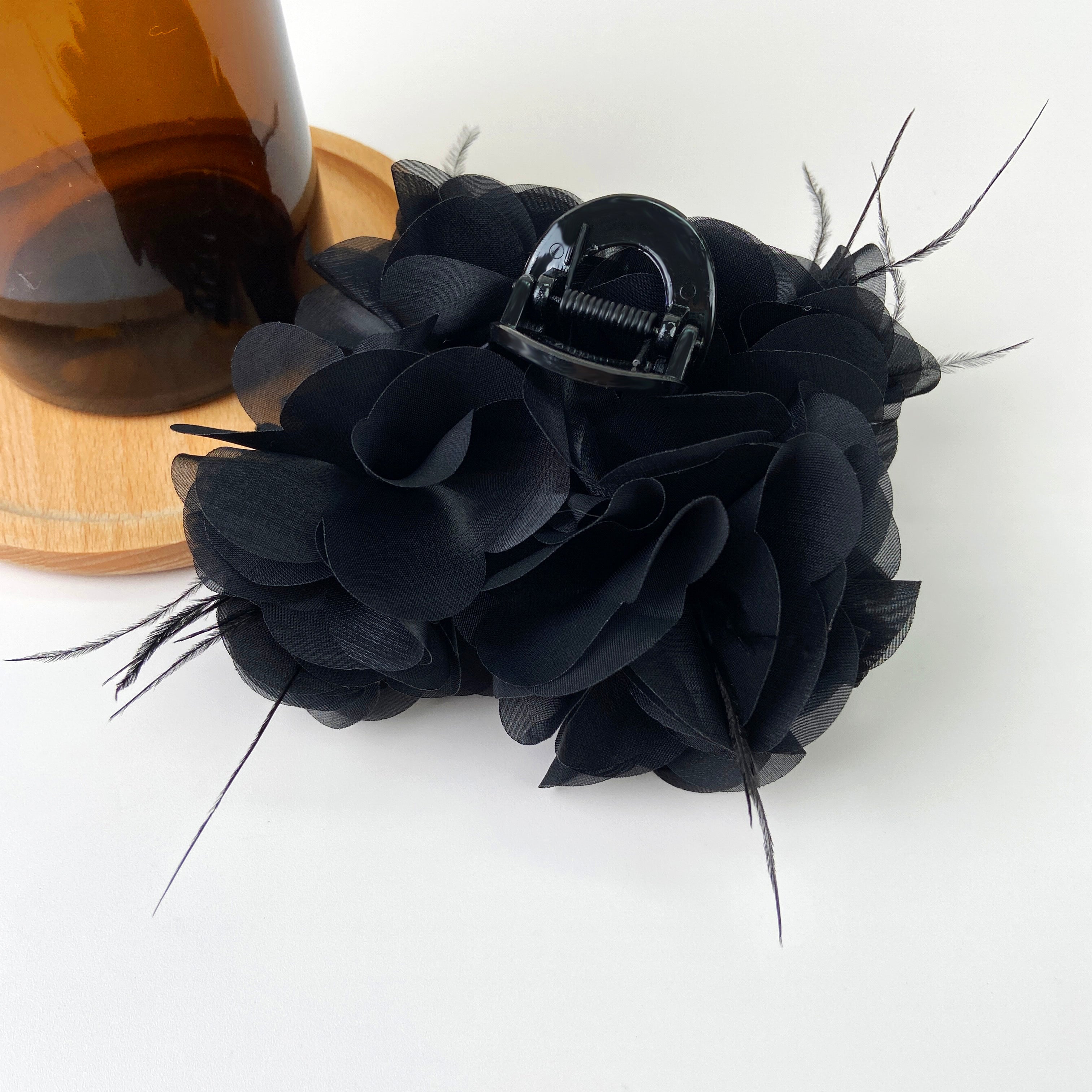 Flower Feather Hair Clip