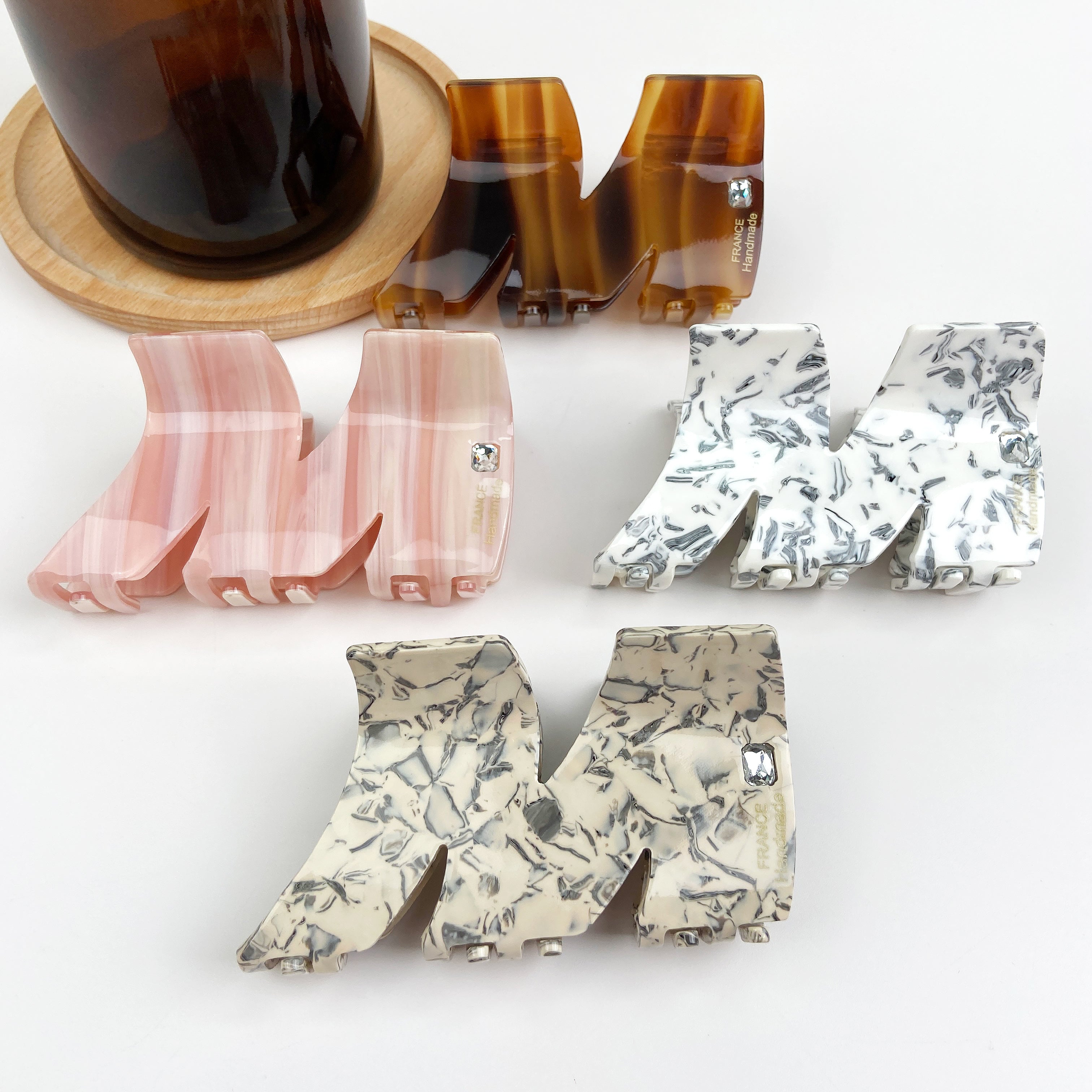 Acetate Rhinestone Letter M Hair Clip