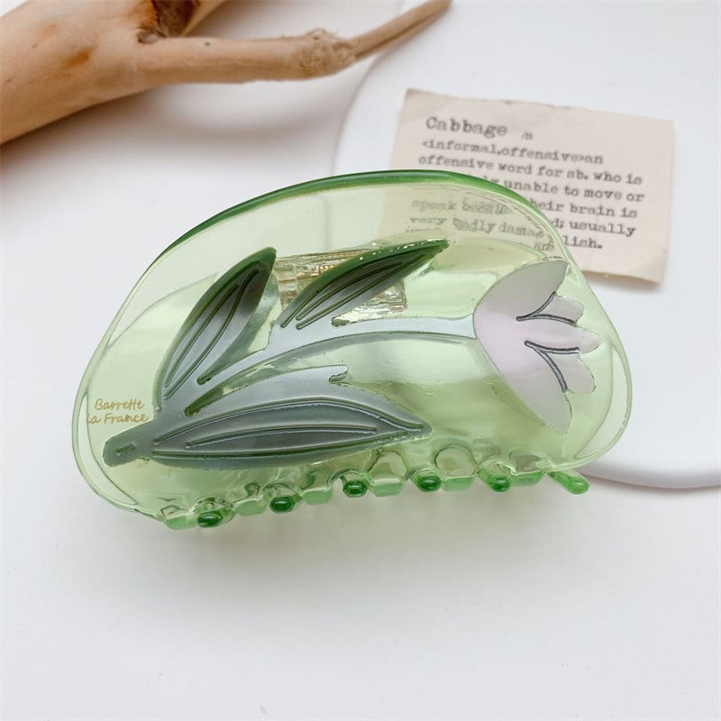 Summer Flower Stitching Grip Acetate Updo Shark Clip