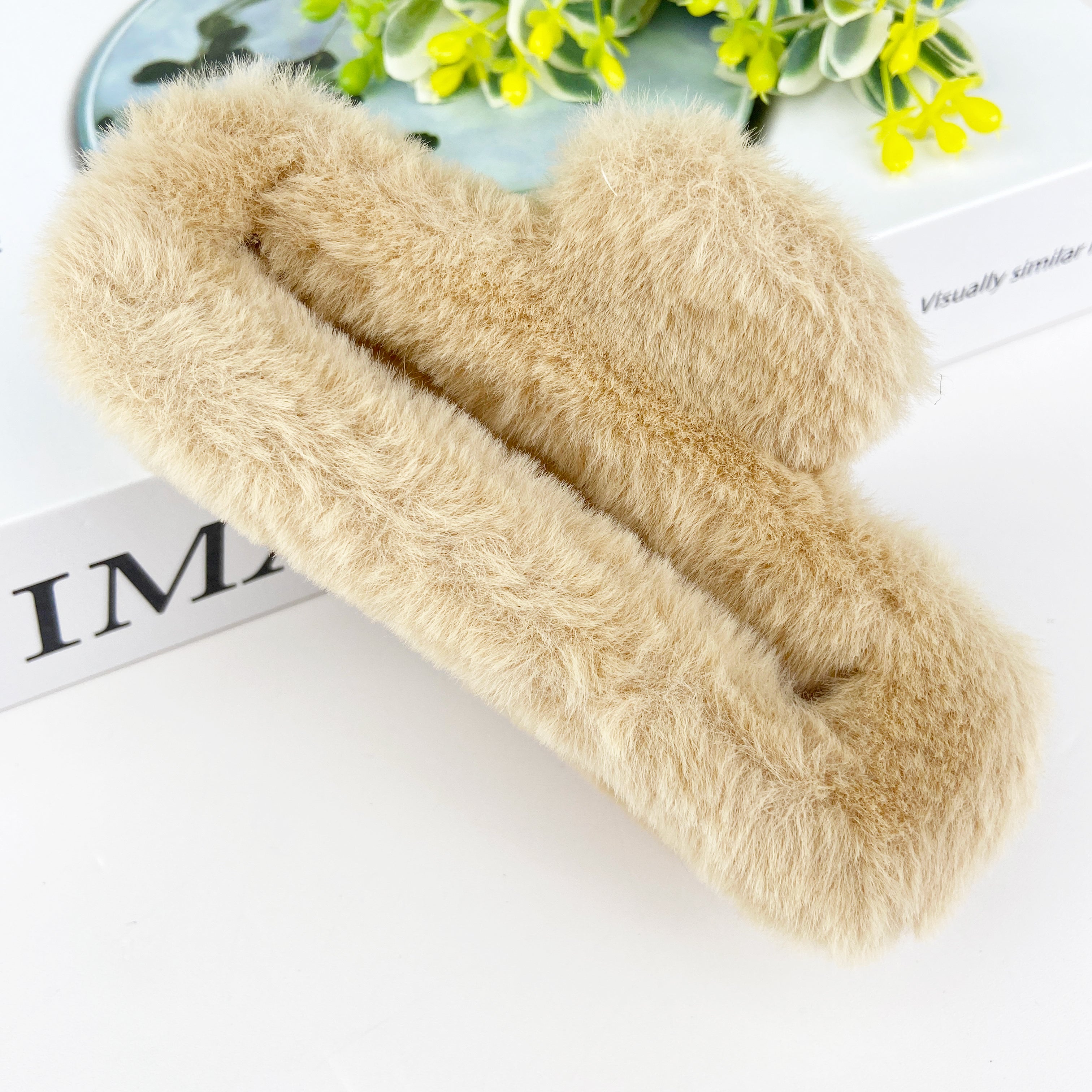 Plush square hair claw clip