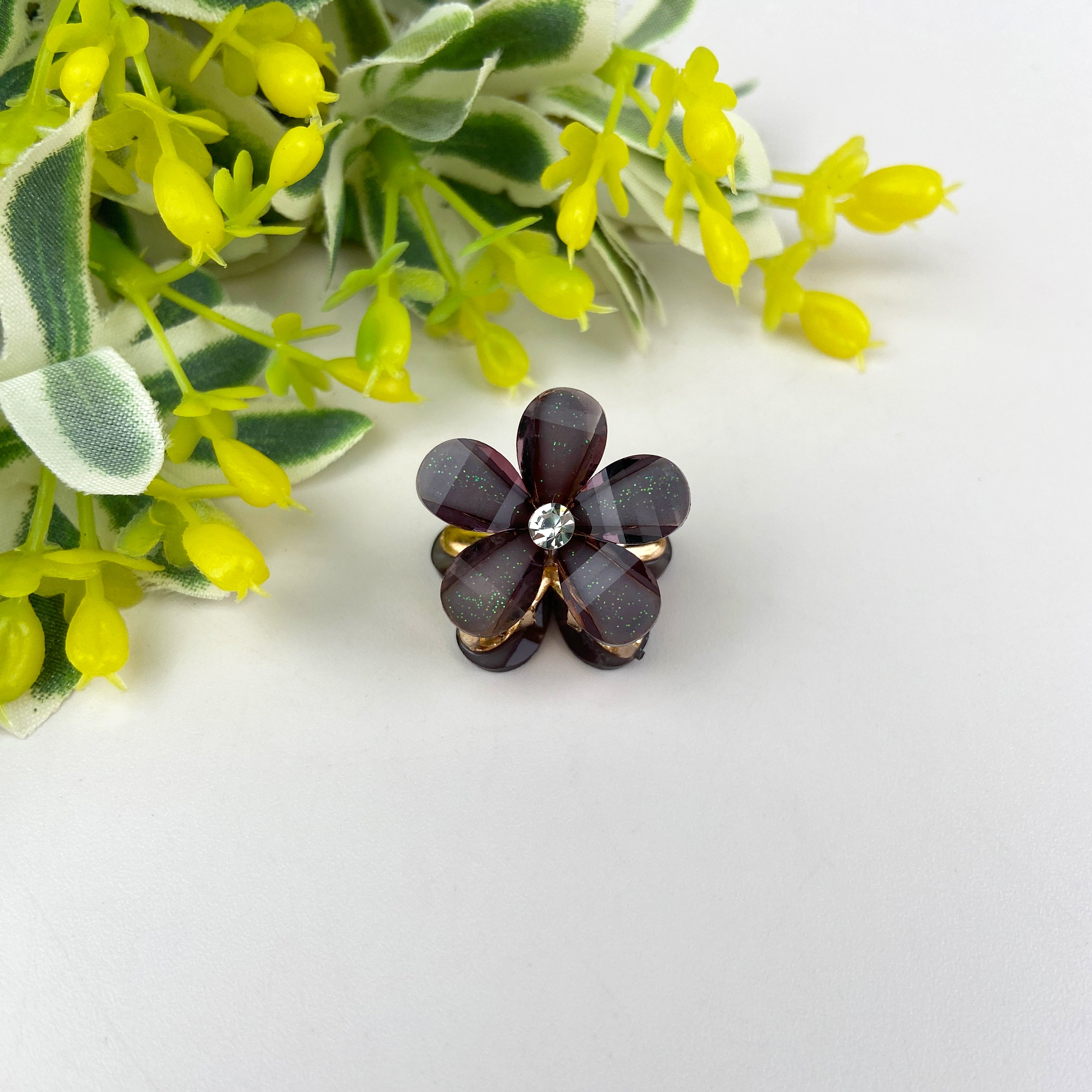 Small fresh metal flower small hair clip pearl rhinestone small clip