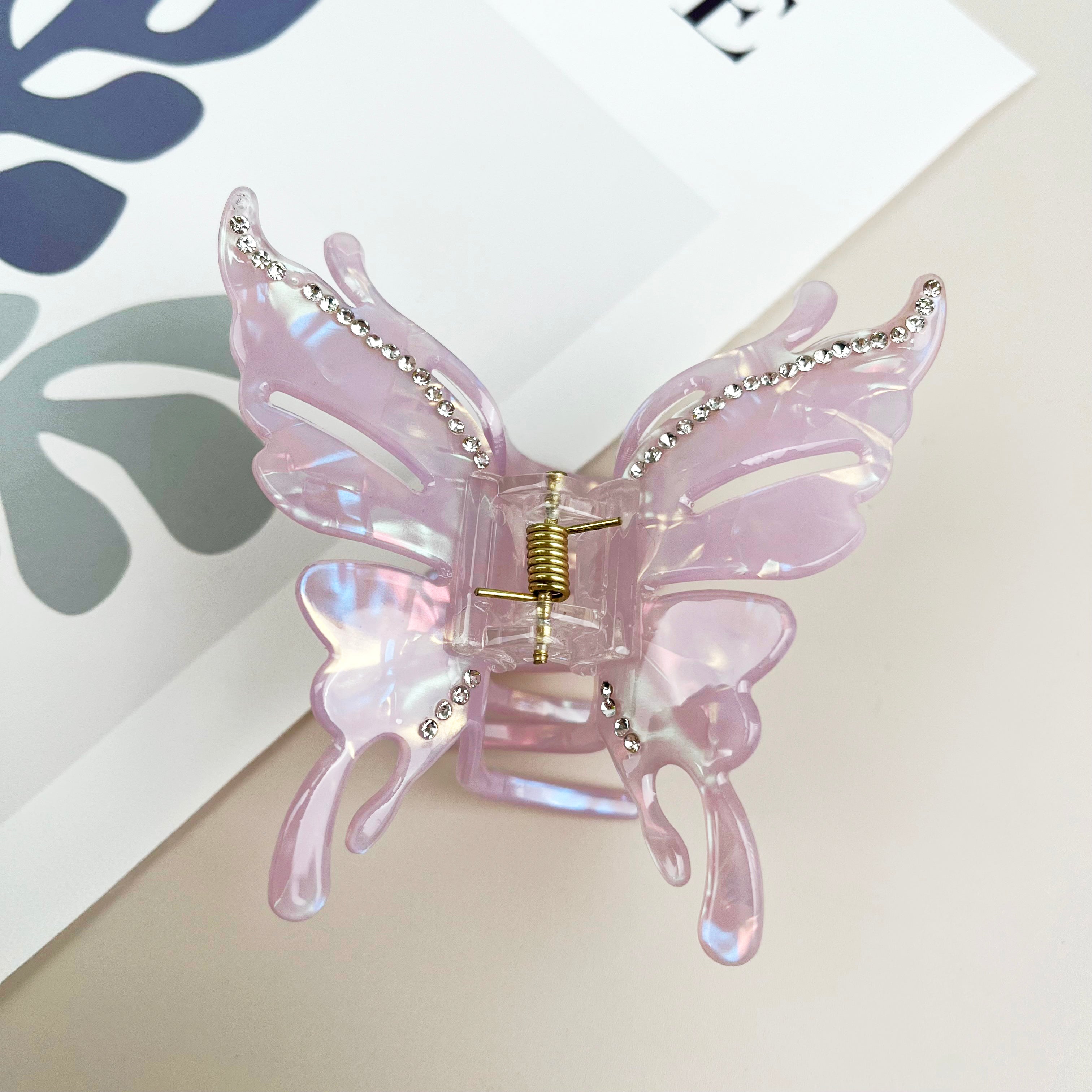 Butterfly hair clips with diamonds claw clip