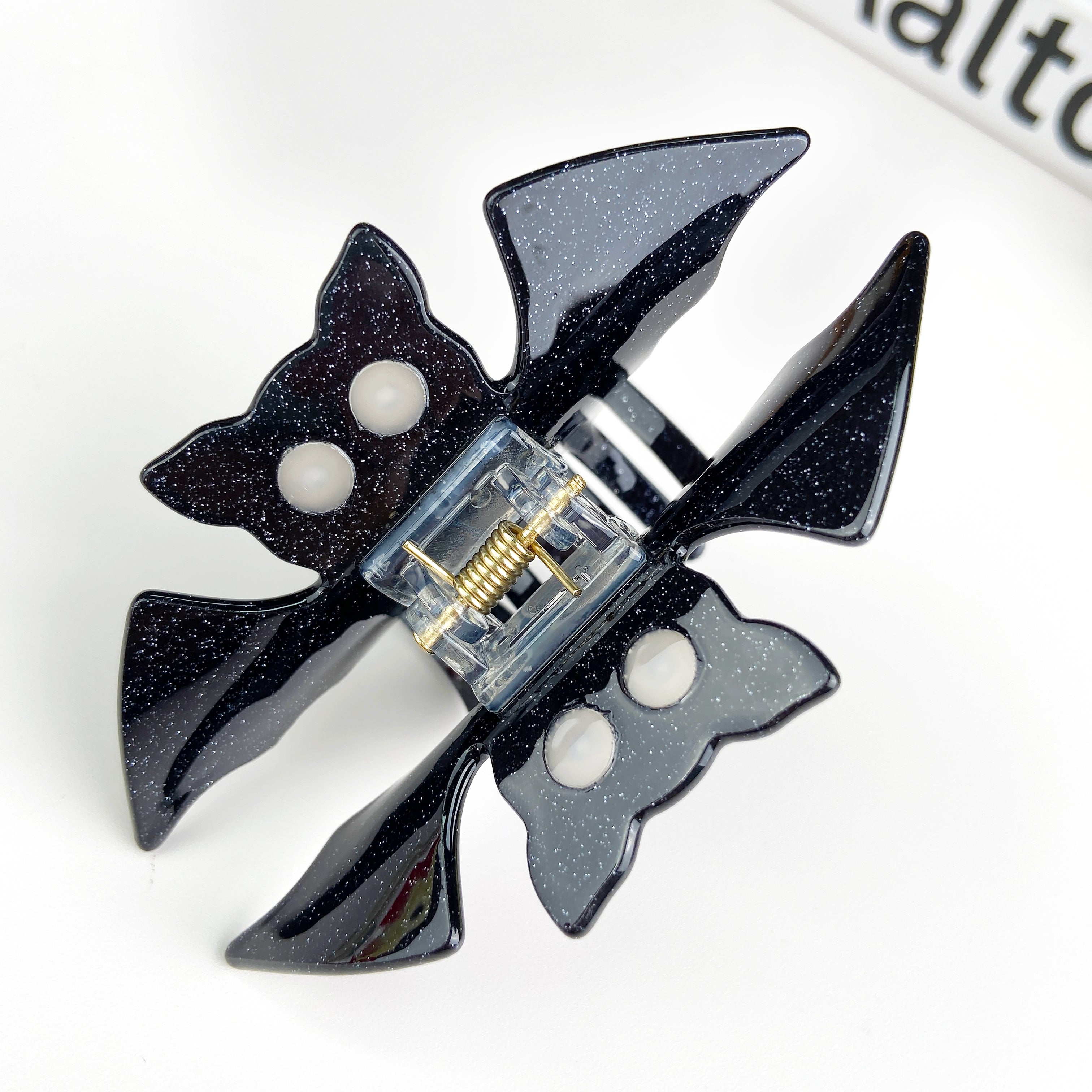 Dark Style Glitter Bat Hair Claw