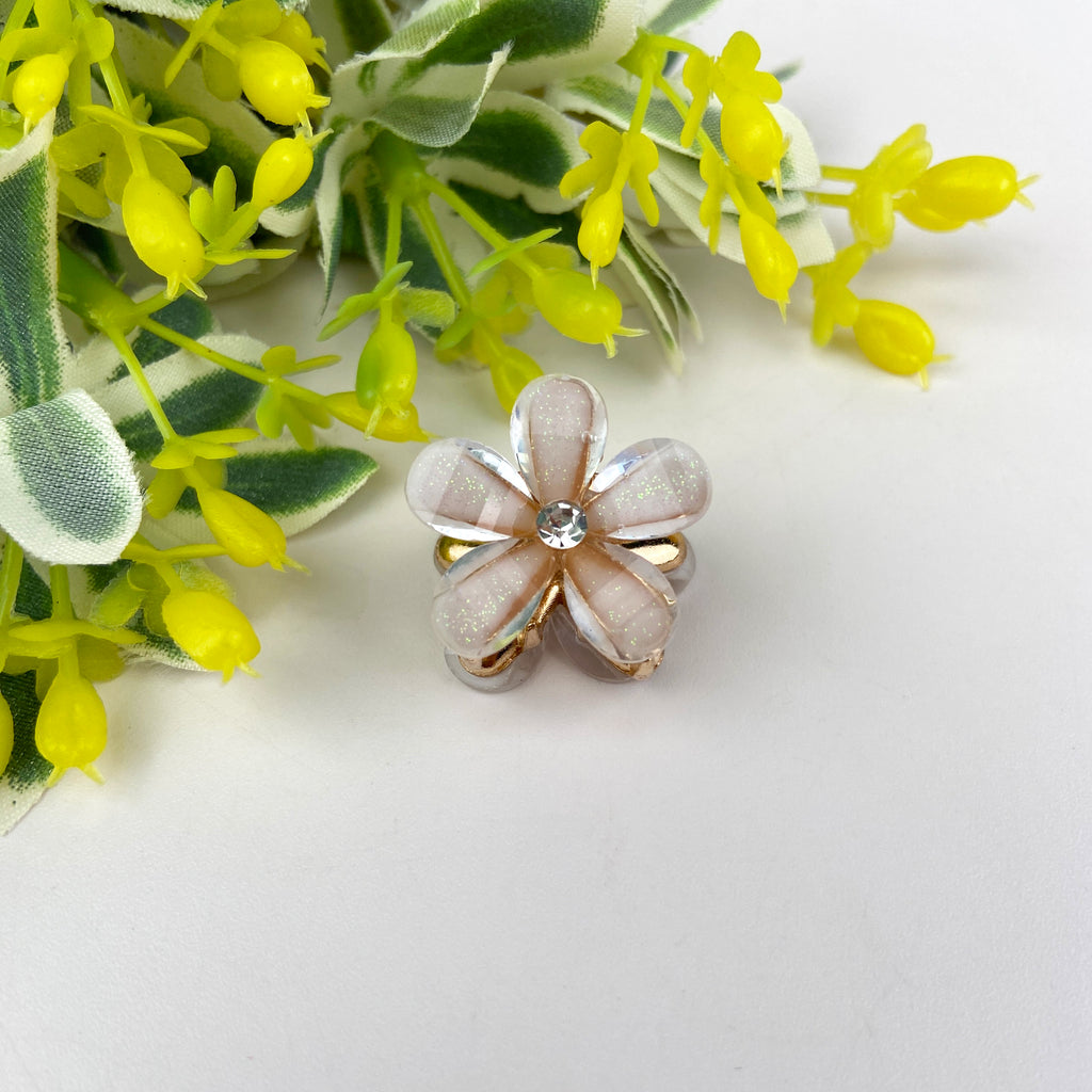 Small fresh metal flower small hair clip pearl rhinestone small clip