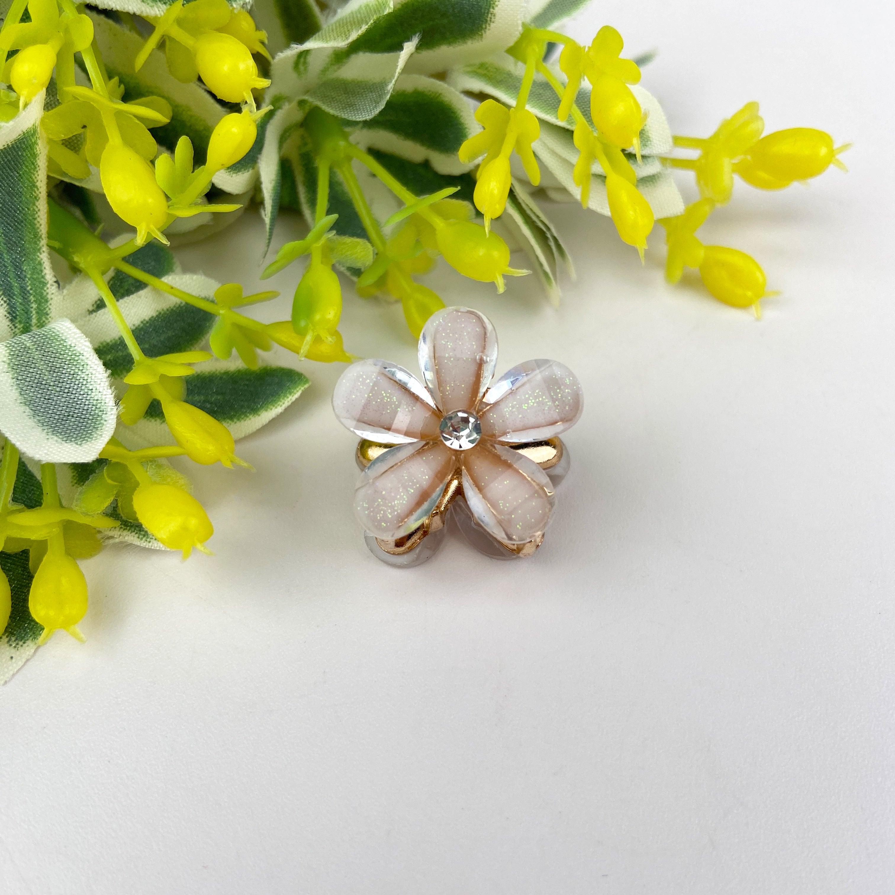 Small fresh metal flower small hair clip pearl rhinestone small clip