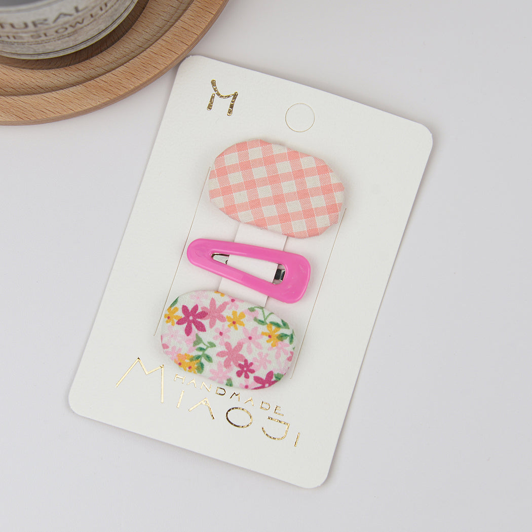 Floral Fabric Plaid BB Clip