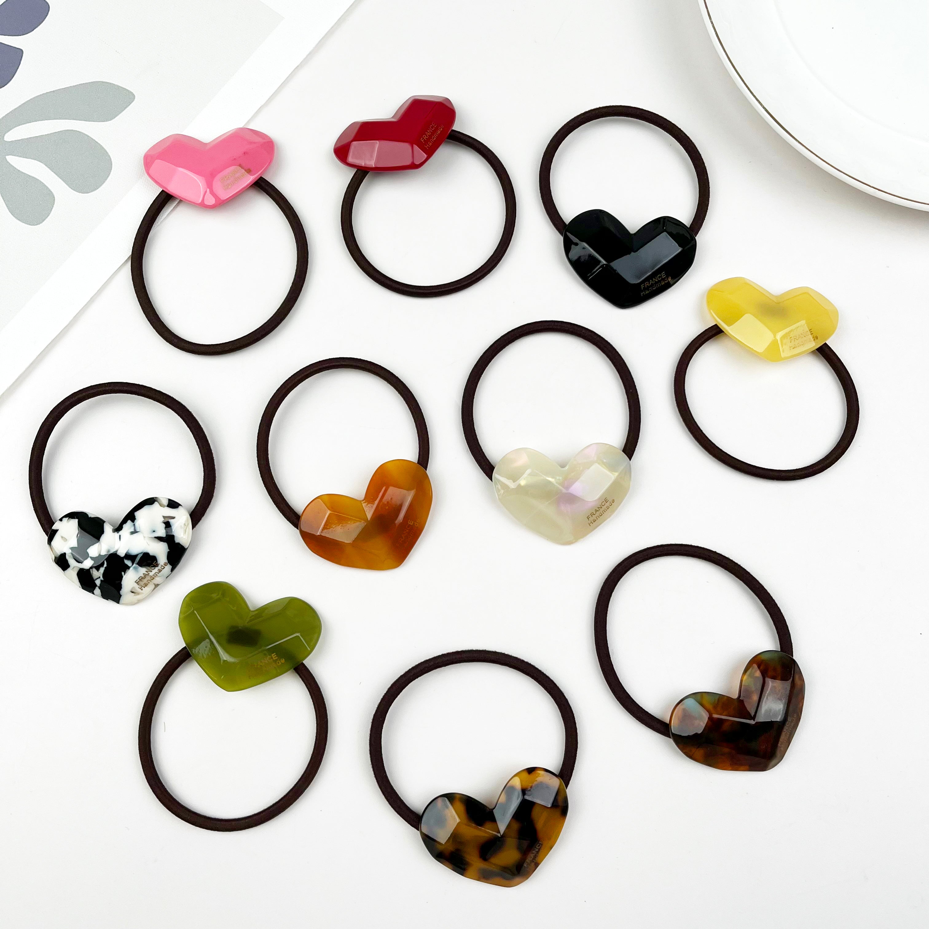 Acetate love hair tie spring sweet hair ties