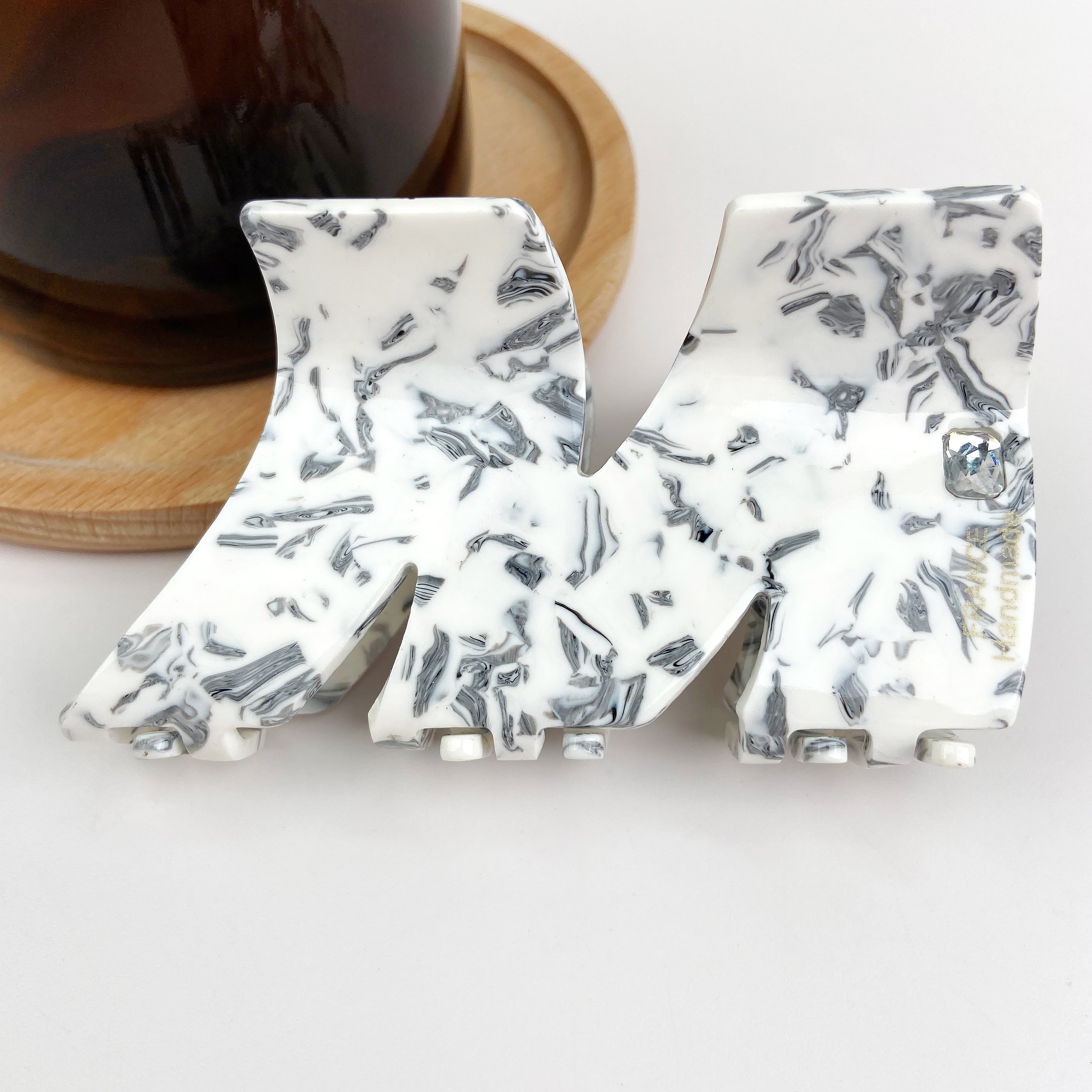 Acetate Rhinestone Letter M Hair Clip