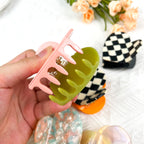 Acetate Heart Hair Clips Checkerboard Claw Clip Valentine's Day