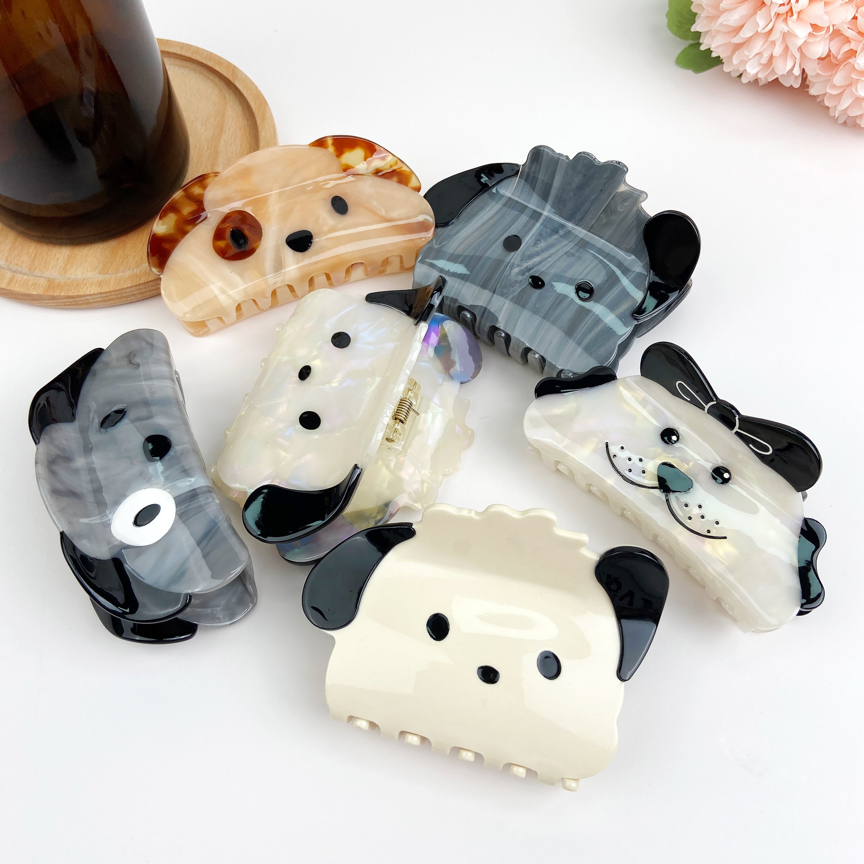 Acetate Cute Cartoon Dog Animal Hair Clips