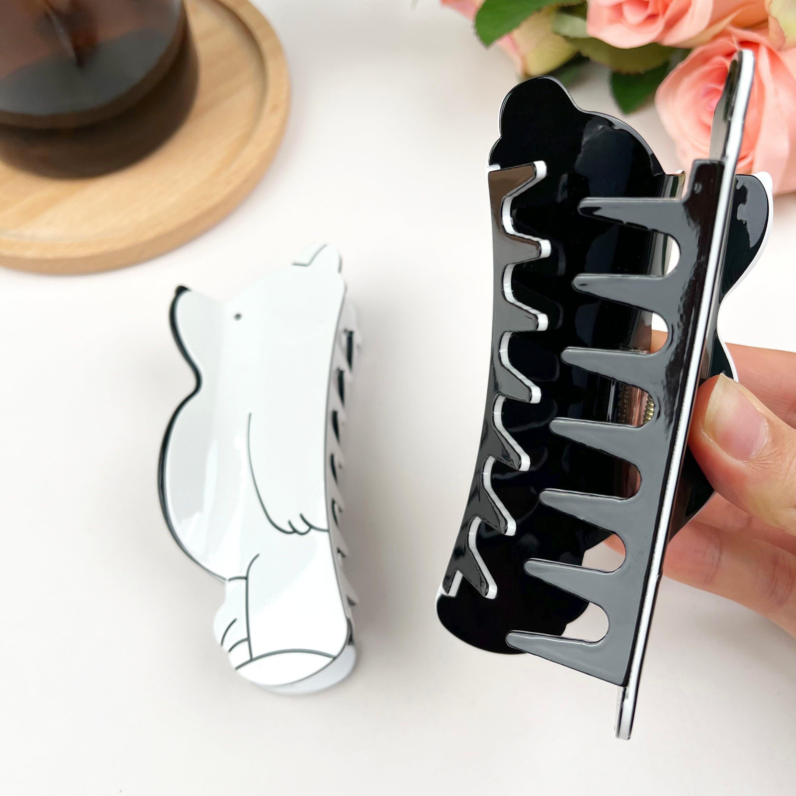 Acetate cute bear hair clips big white bear animal claw clip