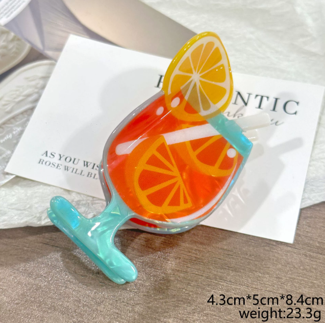 Cocktail Grip Summer Beach Lemon Large Head Shark Clip