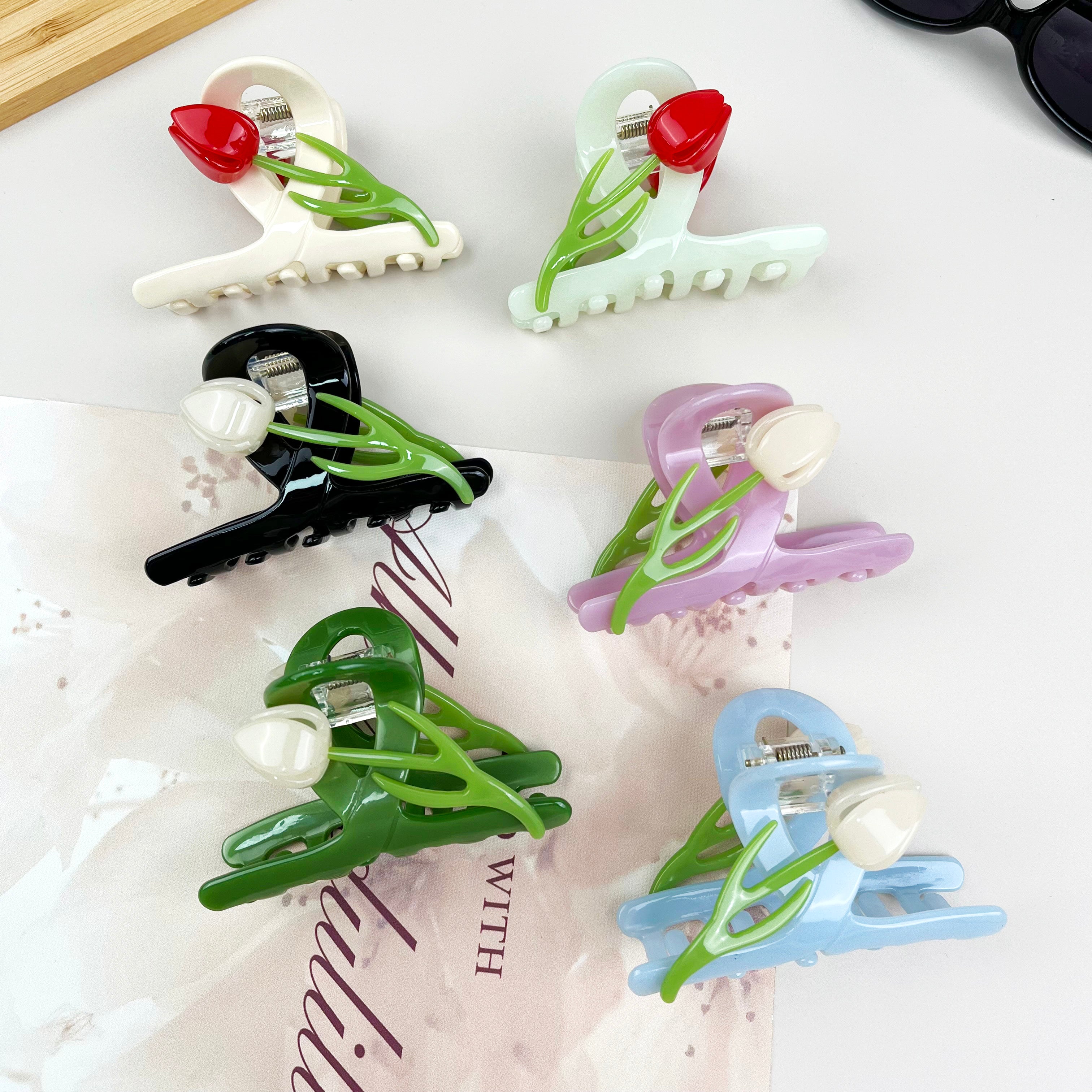 Acetate 3D tulip hair clips elegant claw clip