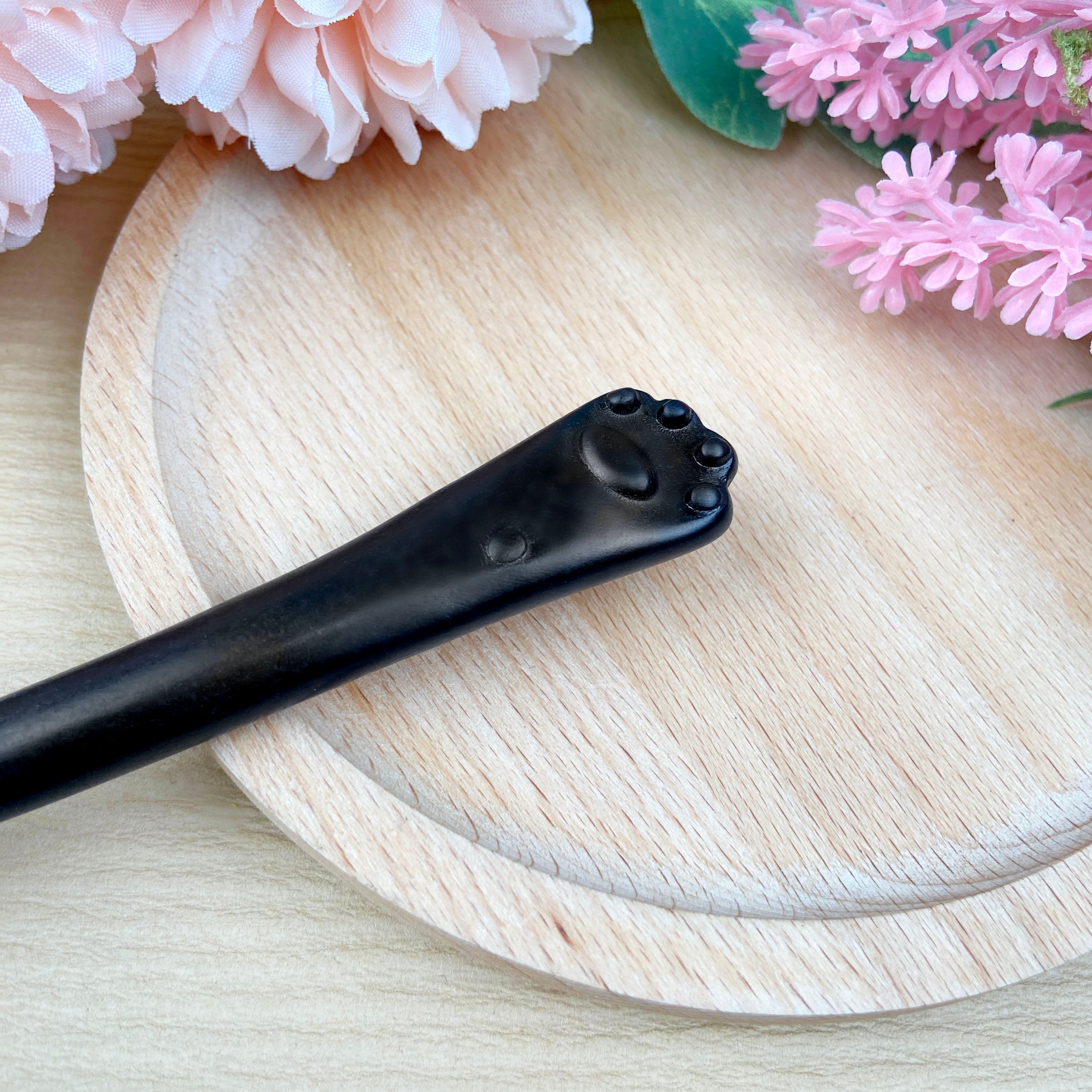 Cute Cat Claw Black Sandalwood Hairpin Long Wooden Hairpin
