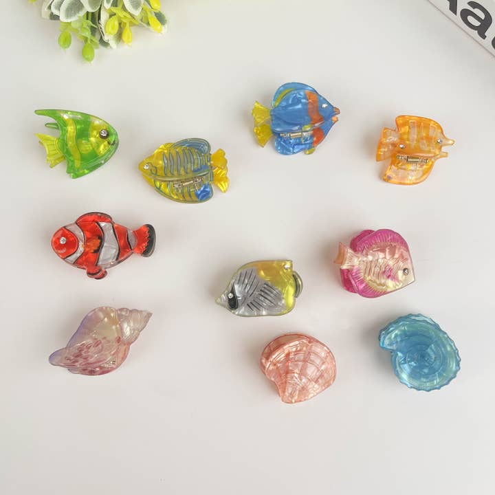 Conch Shell Barrettes Acrylic Side Clip Mini Clip