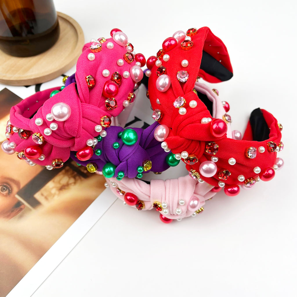Valentine's day diamond-encrusted headband pearl headband
