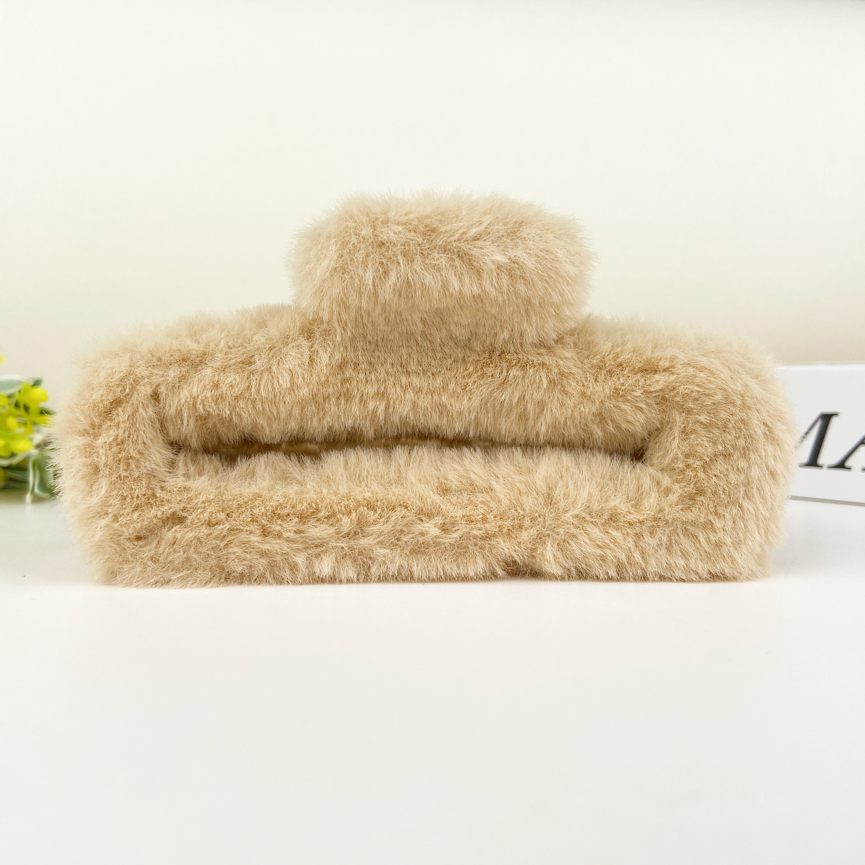 Plush square hair claw clip