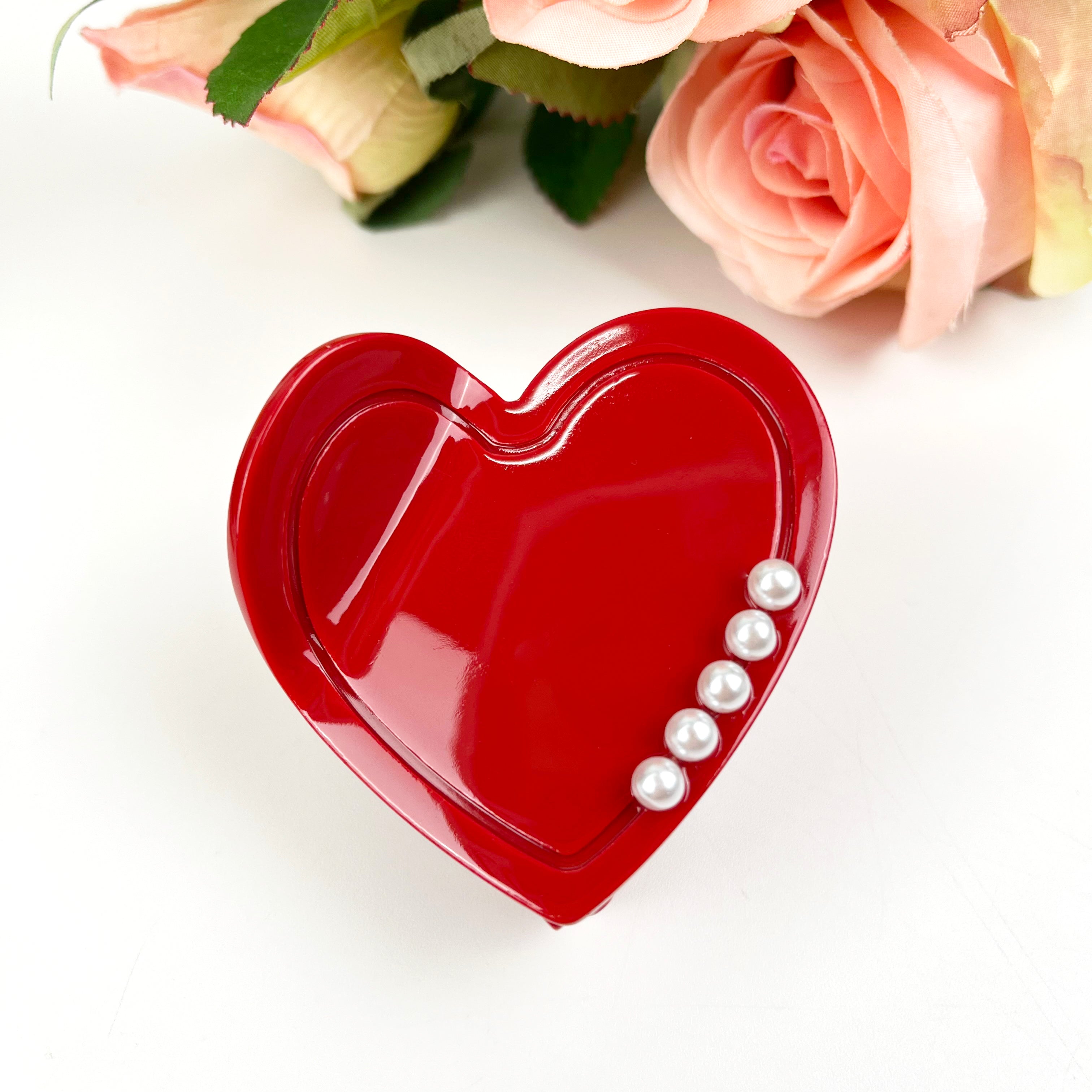 Love hair clip with pearl Valentine's Day