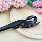 Hand carved swan hairpin black sandalwood hairpin