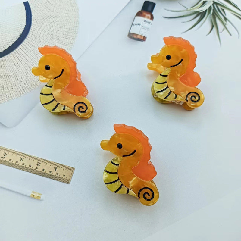 Sea Life Acetic Acid Mini Jaw Clip Whale Crab Seahorse Starfish Dolphin Young Girl Personalized Bang Clip Barrettes Hair