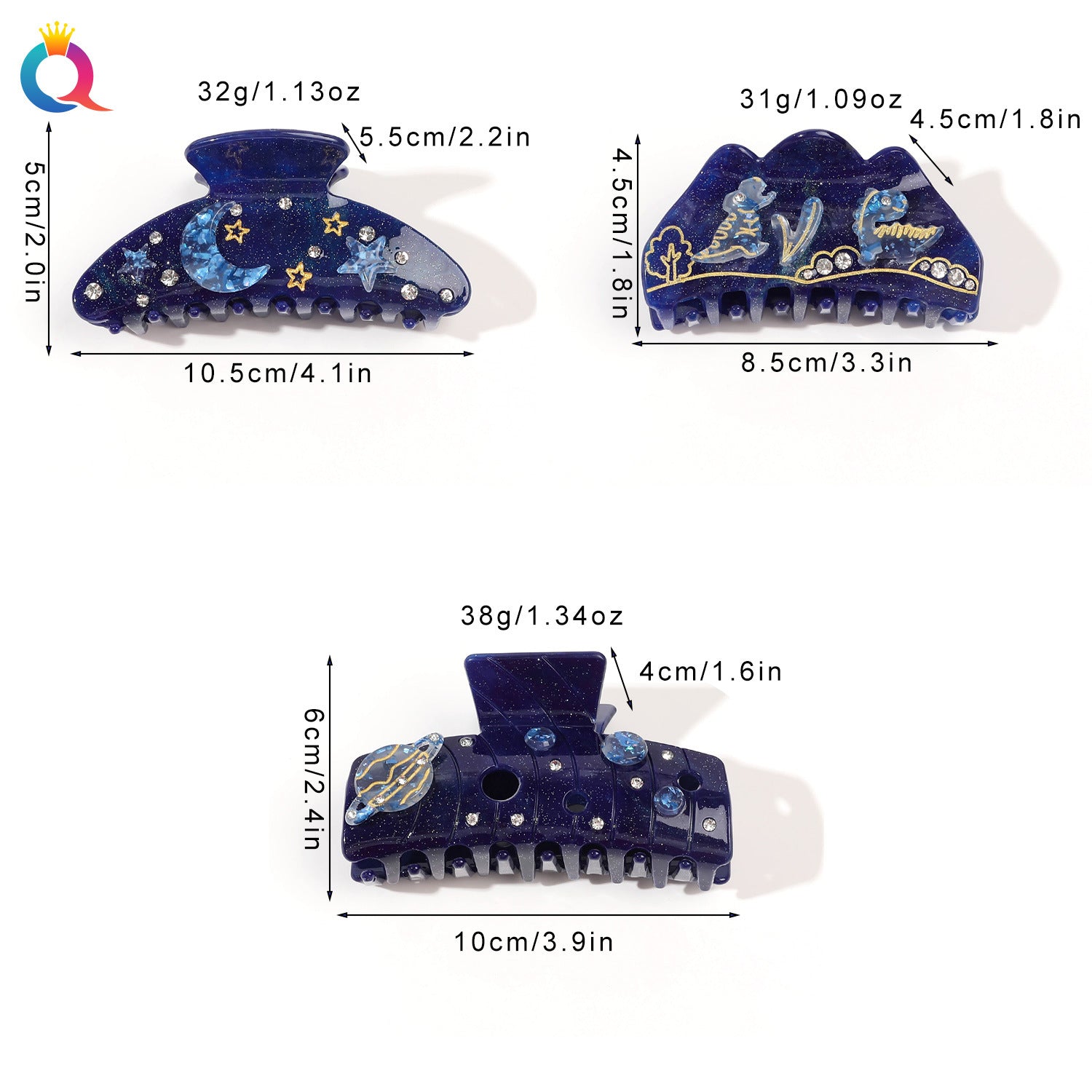 Ocean Series Acrylic Updo Shark Clip Hair Claw