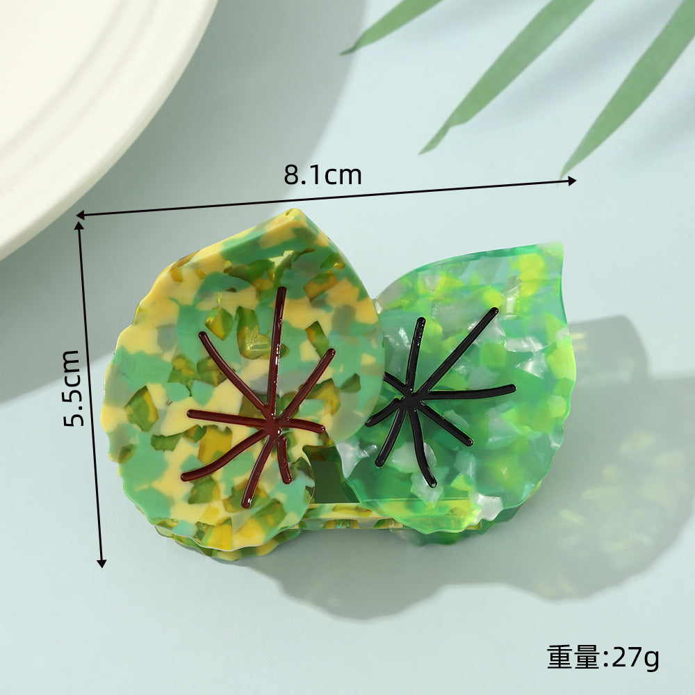 Plant Leaves Barrettes Acetic Acid Updo Shark Clip